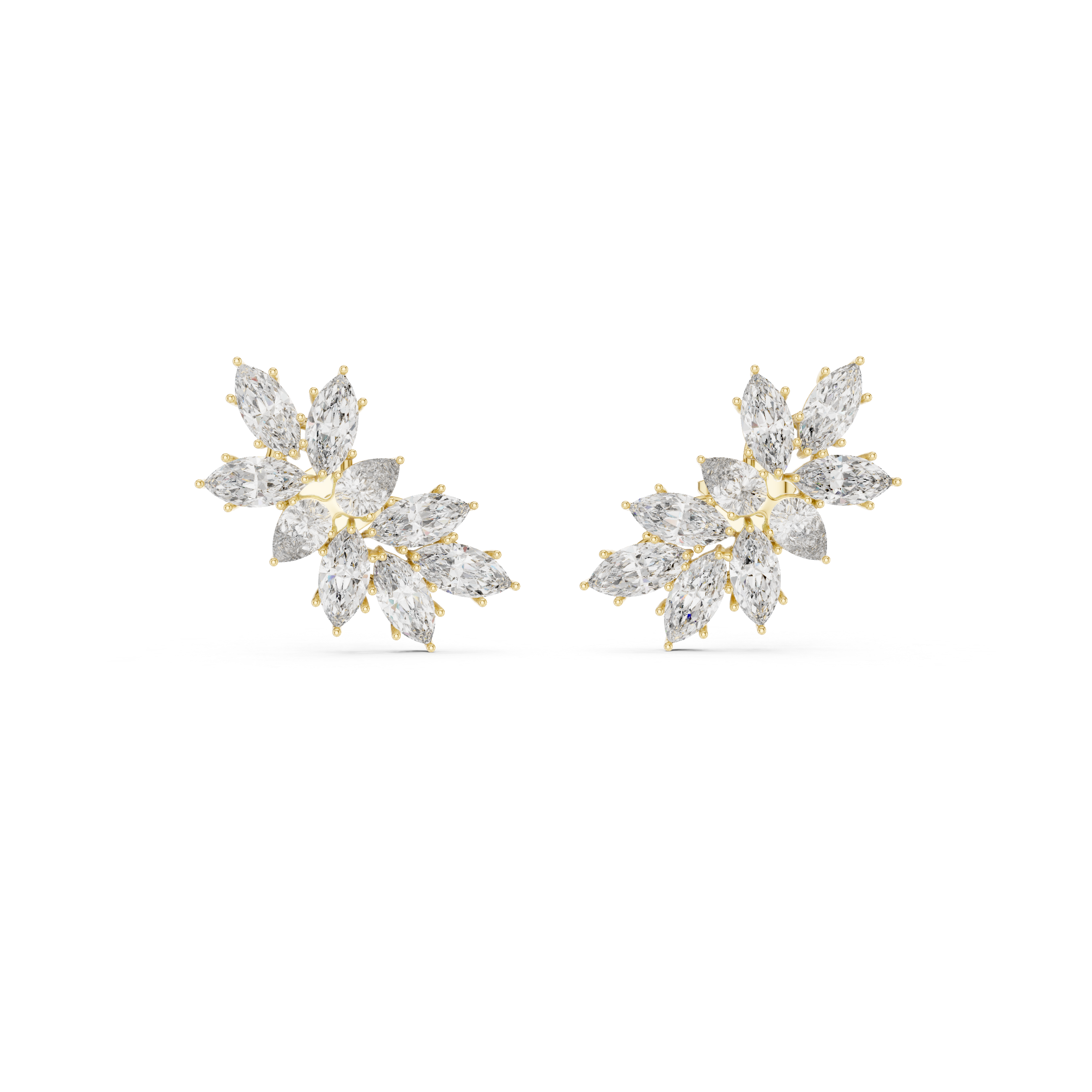The Seignosse Earrings - Marquise & Pear Diamond Wing Cluster Studs