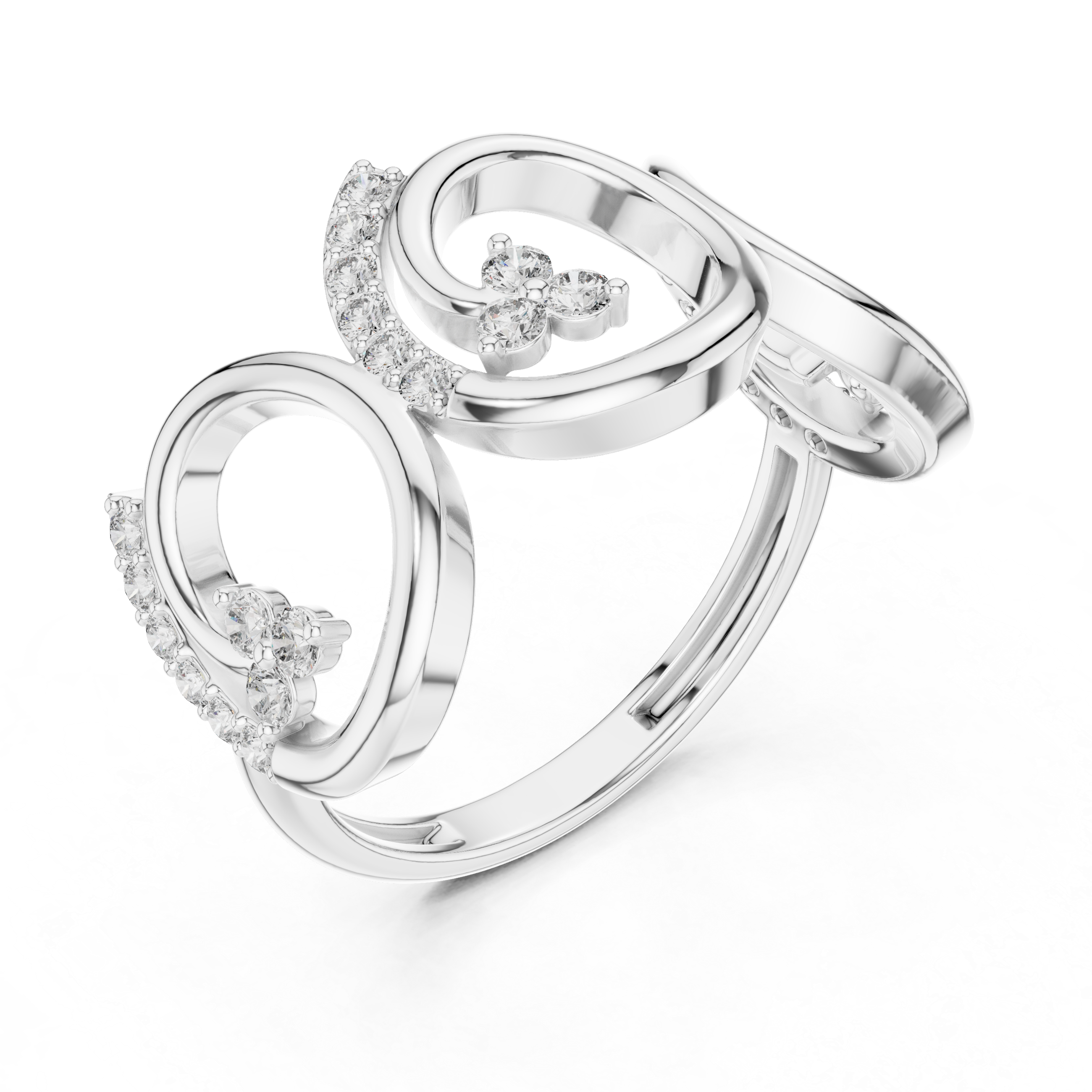 The Arendal Ring - Round Cut Geometric Spiral Swirl Band