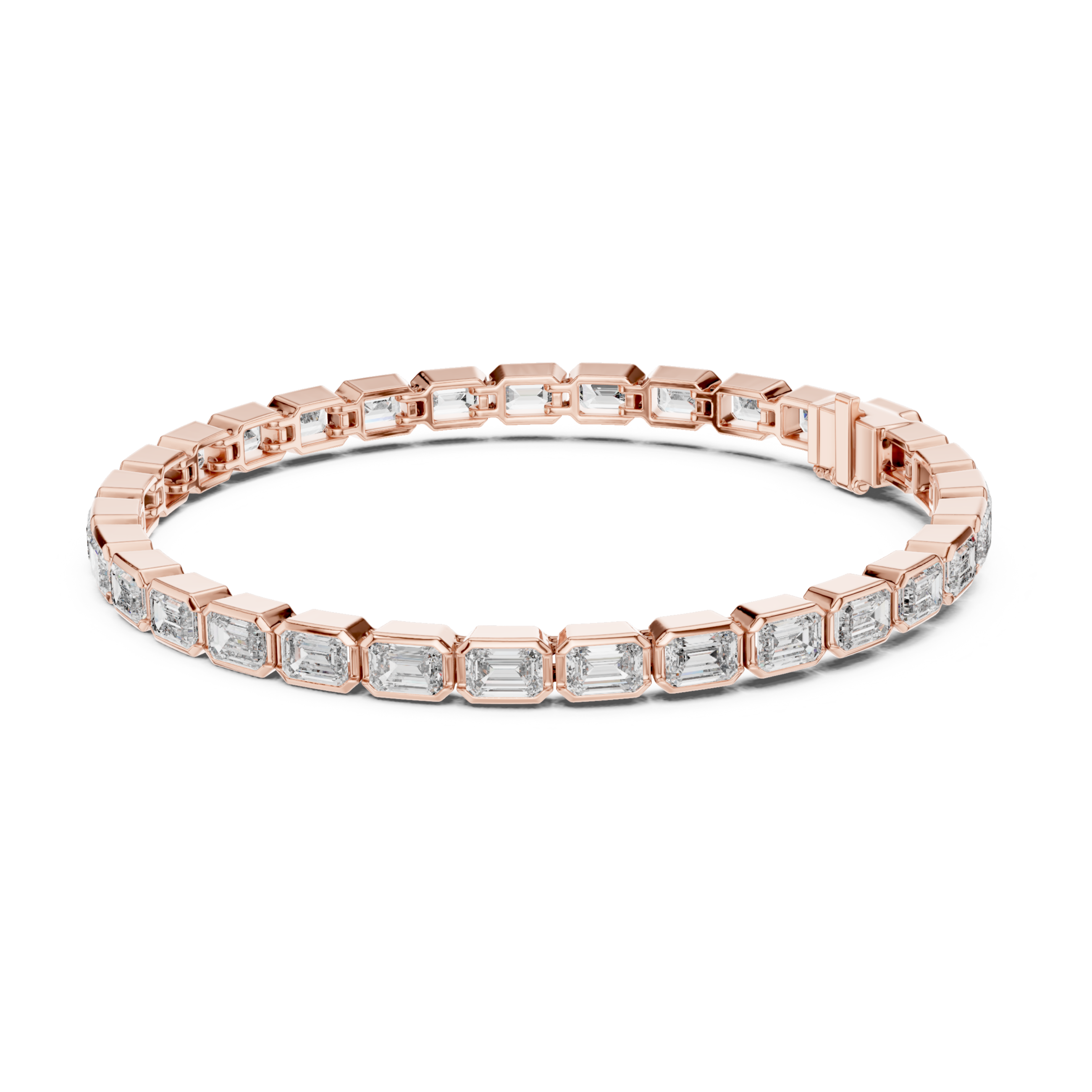 The Norwich Bracelet - East-West Bezel Set Emerald Cut Diamond Tennis Bracelet