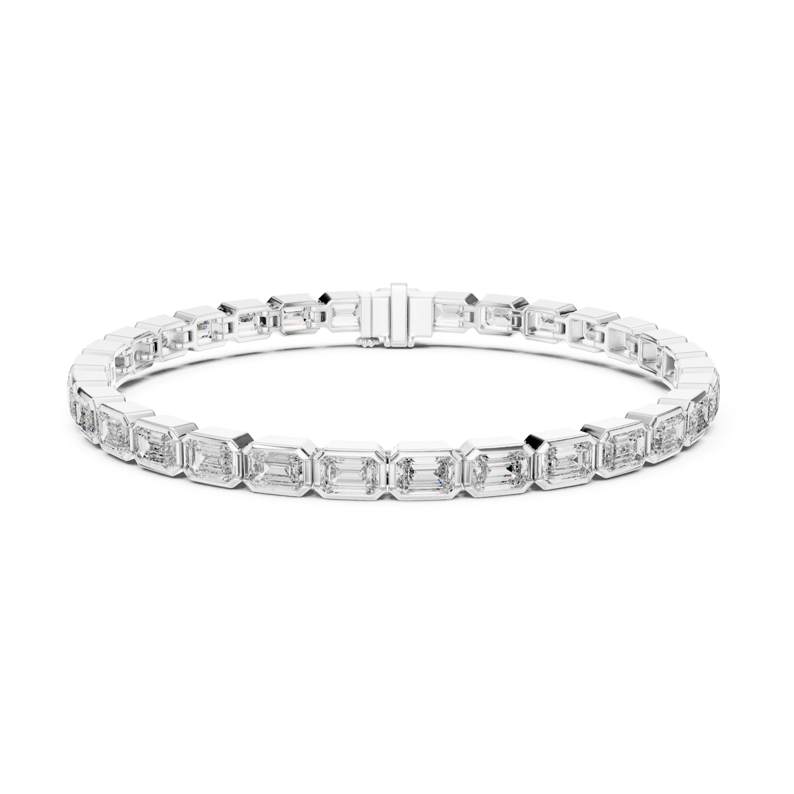 The Norwich Bracelet - East-West Bezel Set Emerald Cut Diamond Tennis Bracelet