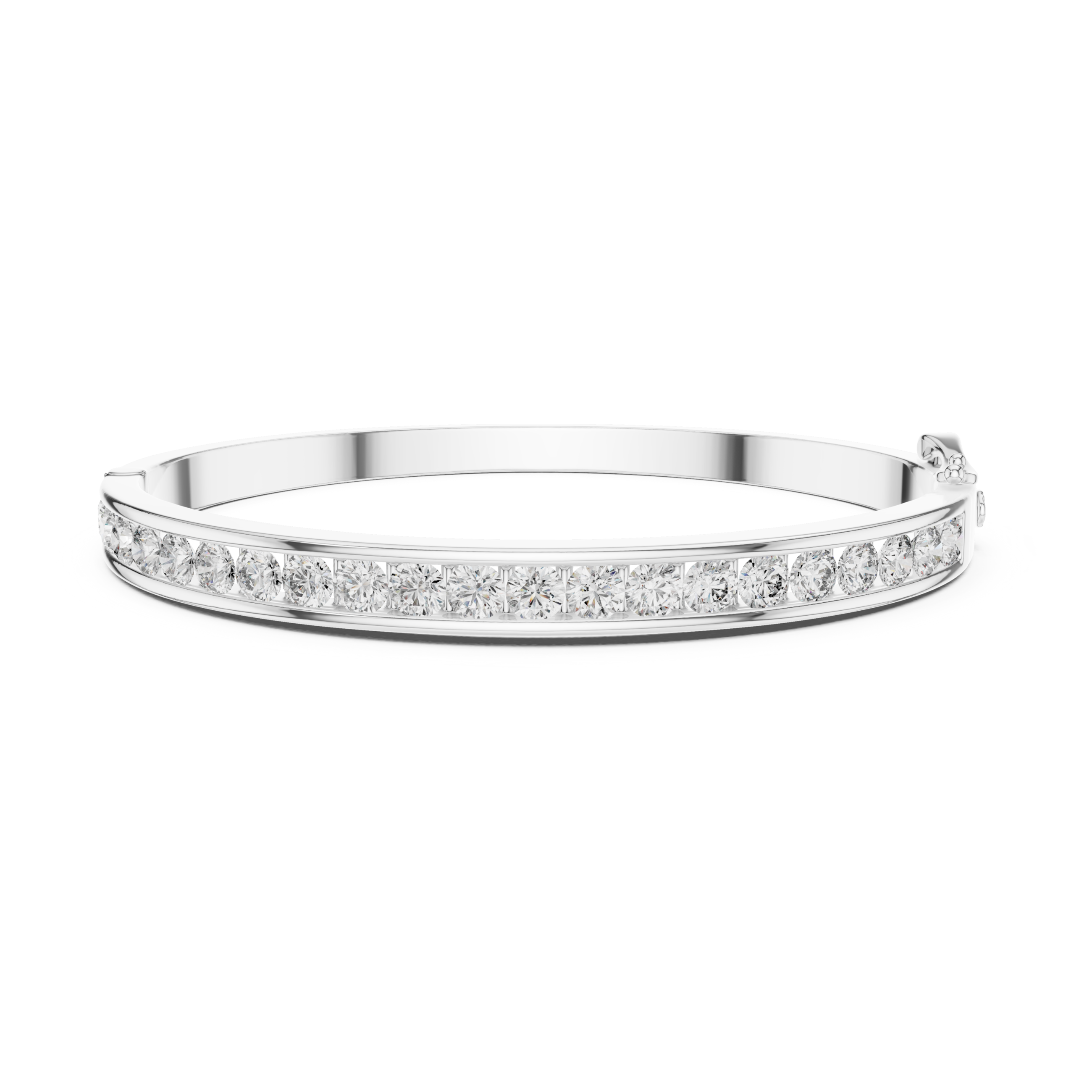The Jersey City Bangle - Channel Set Round Diamond Hinged Bangle