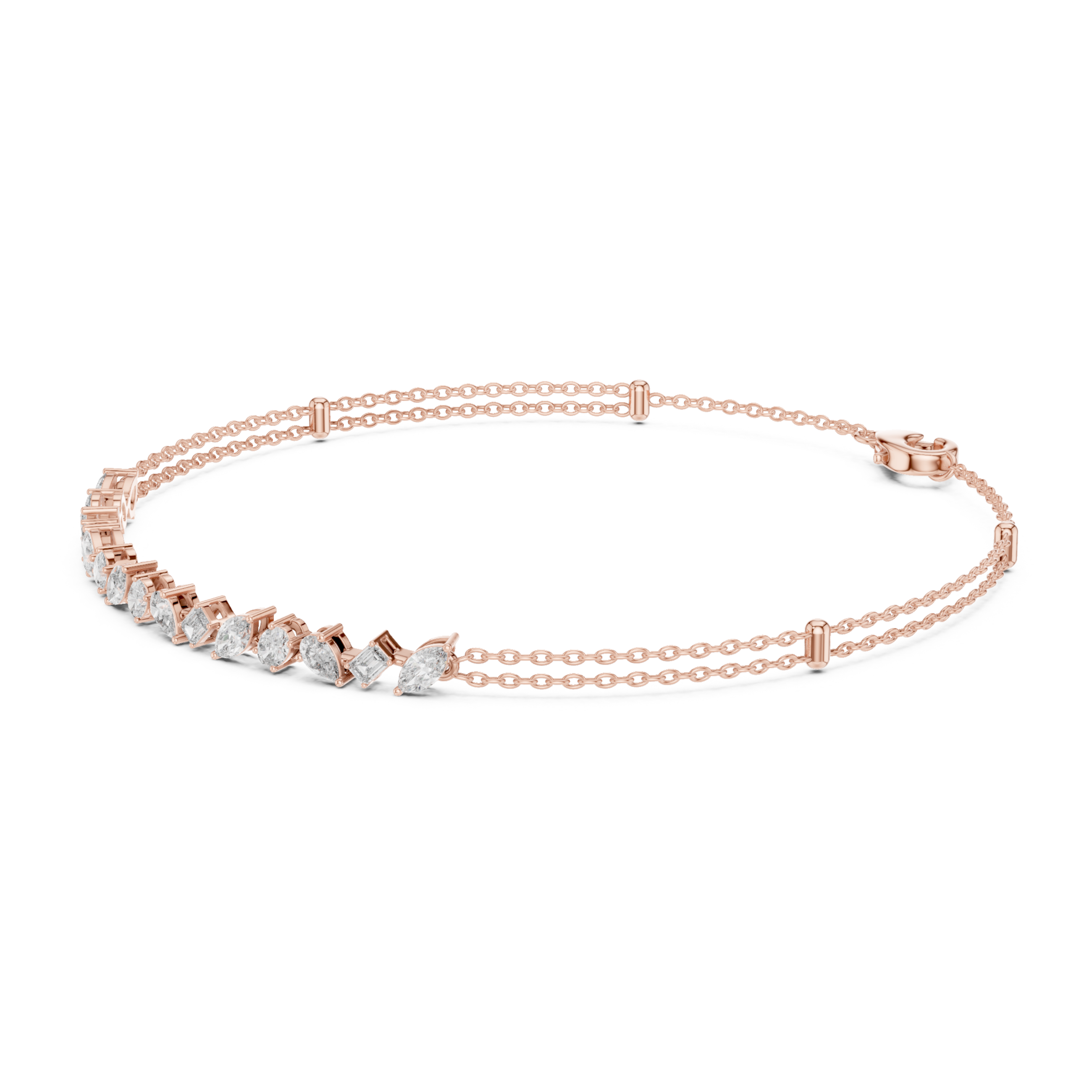 The Naarden Bracelet - Mixed Shape Diamond Bar Station Bracelet