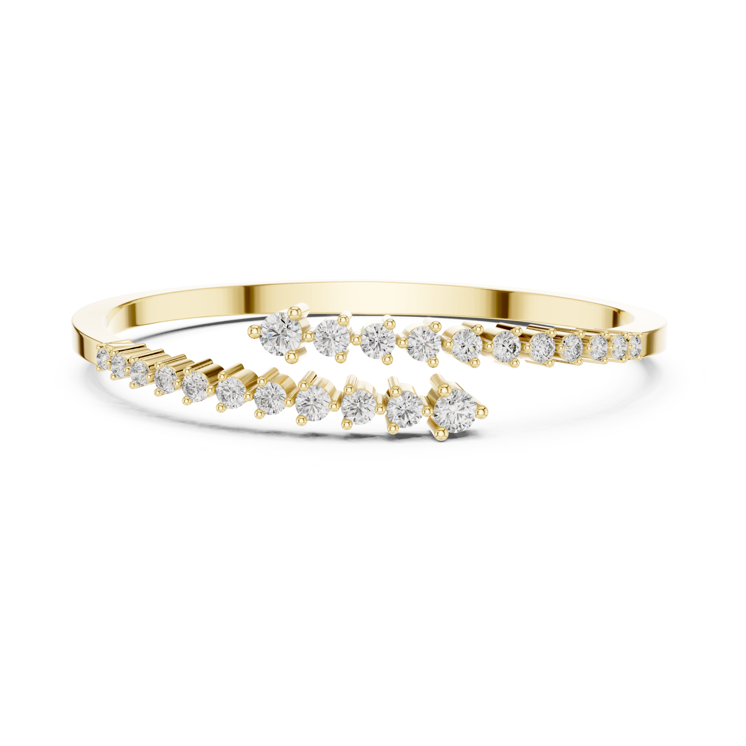 The Blaricum Bangle - Graduated Round Diamond Collet Open Cuff