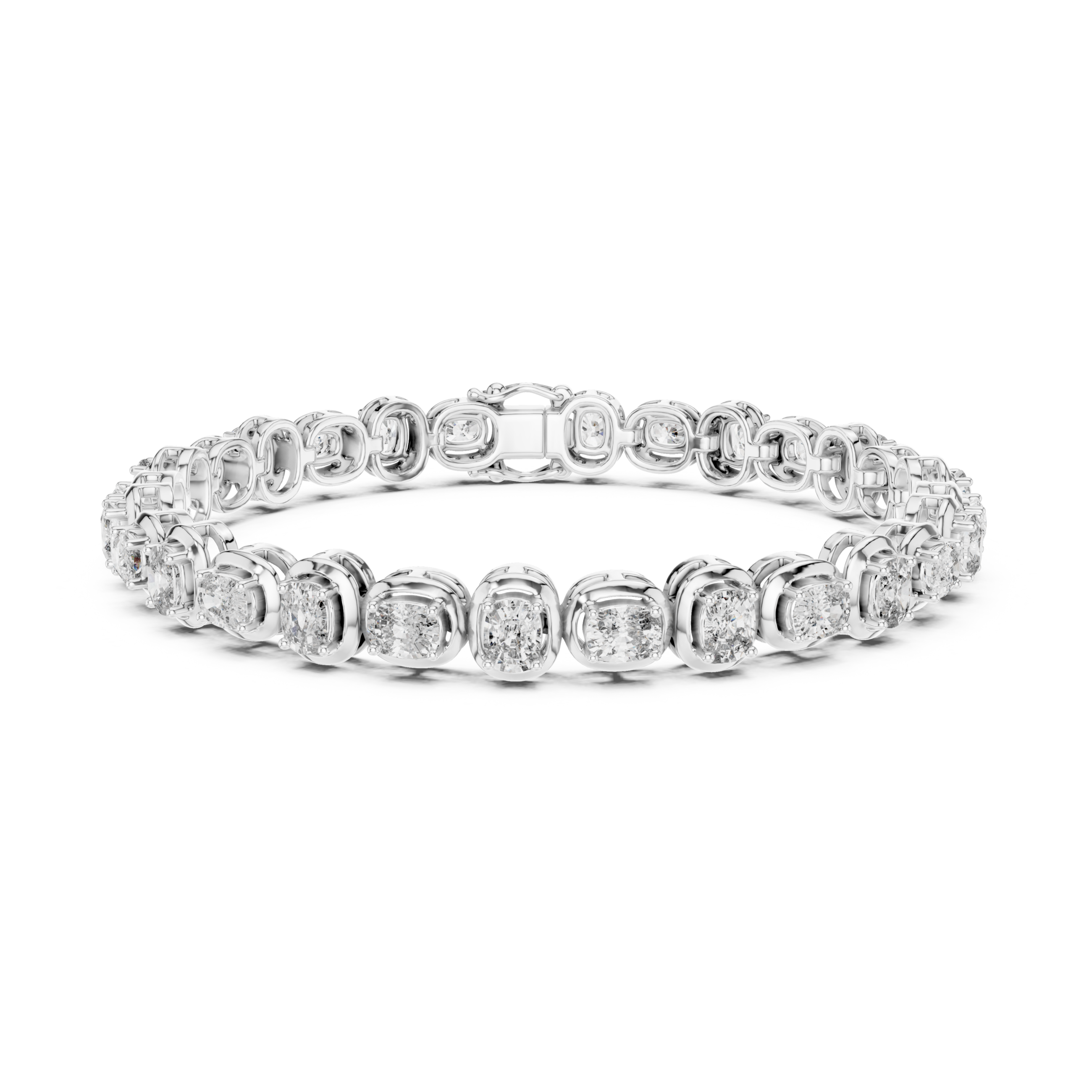 The Woodbridge Bracelet - Cushion Cut Collet Set Diamond Tennis Bracelet