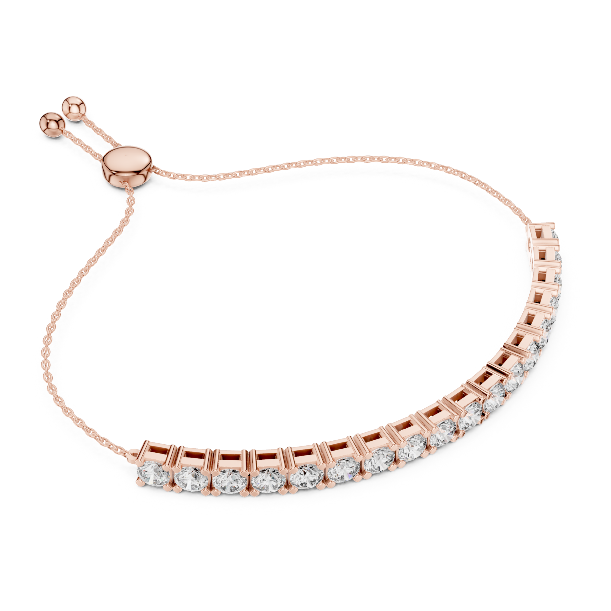 The Rockville Bracelet - Adjustable Collet Set Diamond Bolo Bracelet