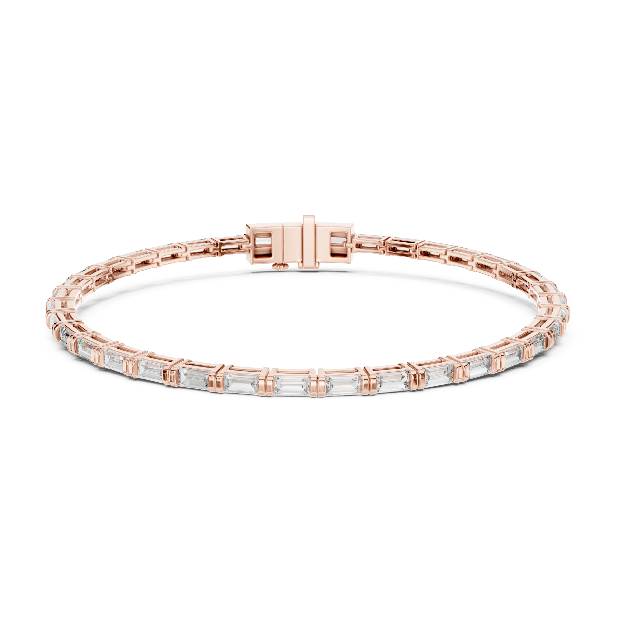 The Morrisville Bracelet - Vertical Baguette Diamond Collet Tennis Bracelet
