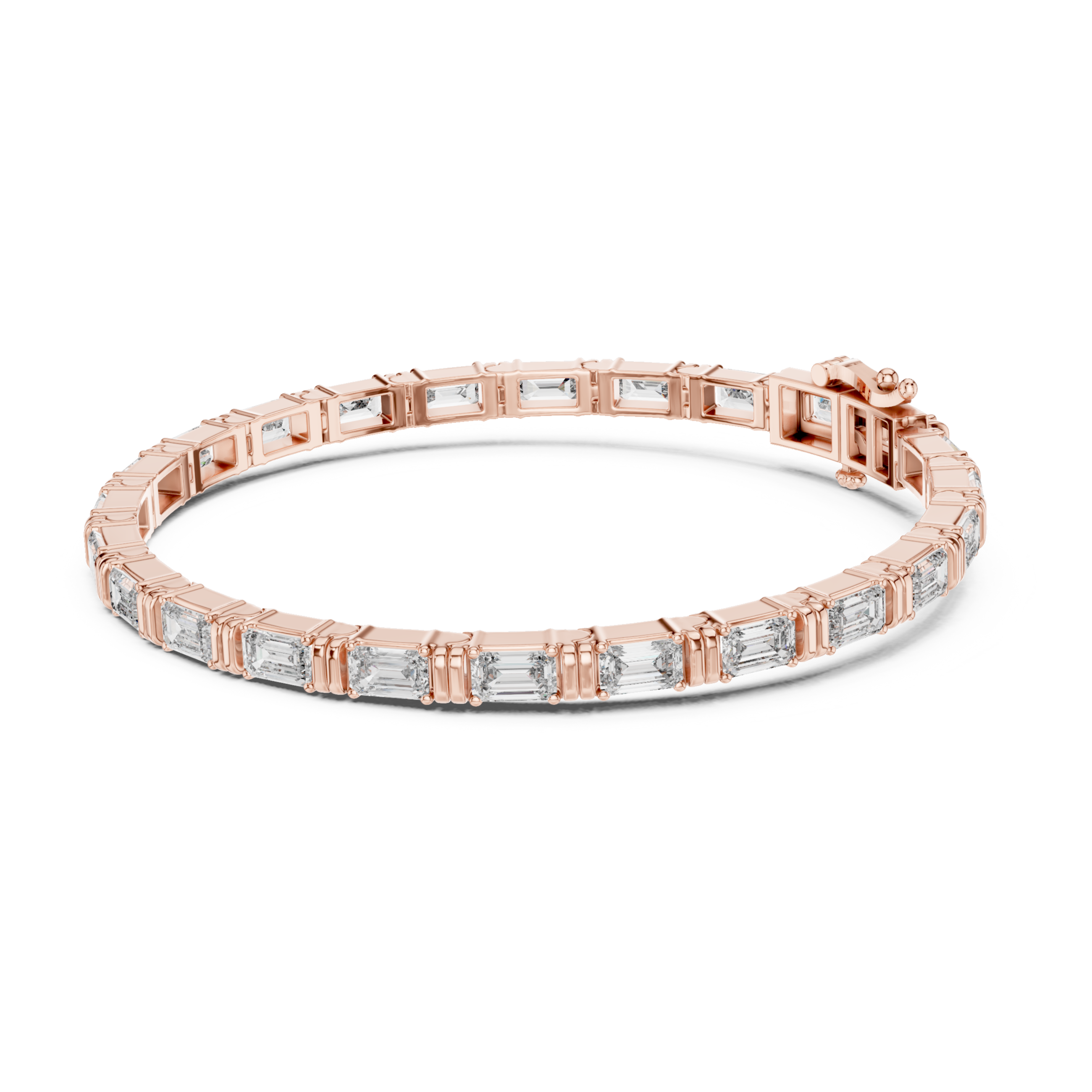 The Gastonia Bracelet - Vertical Emerald Cut Collet Tennis Bracelet