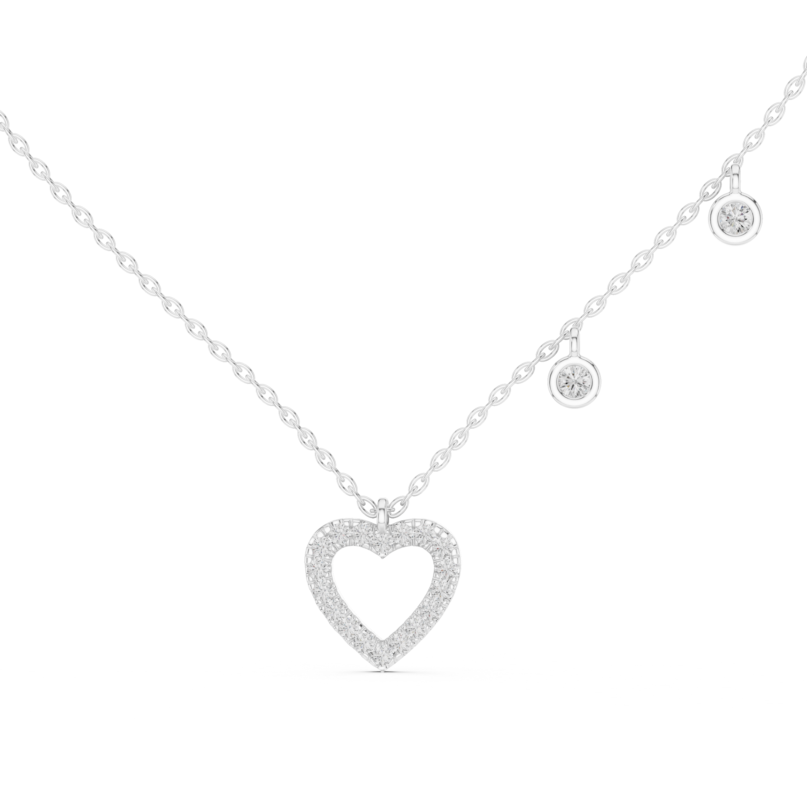 Muur Atelier Solid Gold Diamond Open Heart & Station Necklace