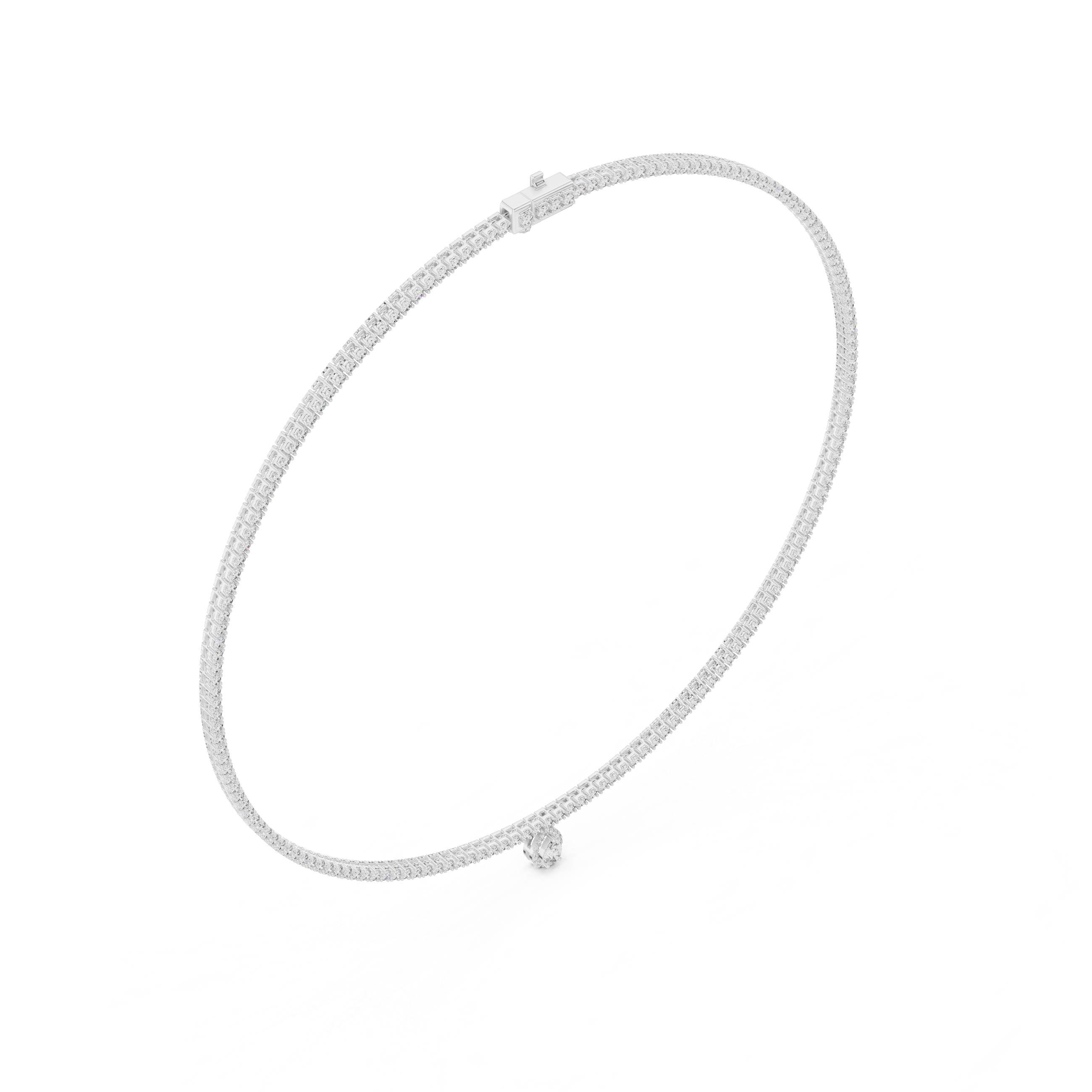 Muur Atelier Solid Gold Collet Set Diamond Tennis Necklace & Pear Drop