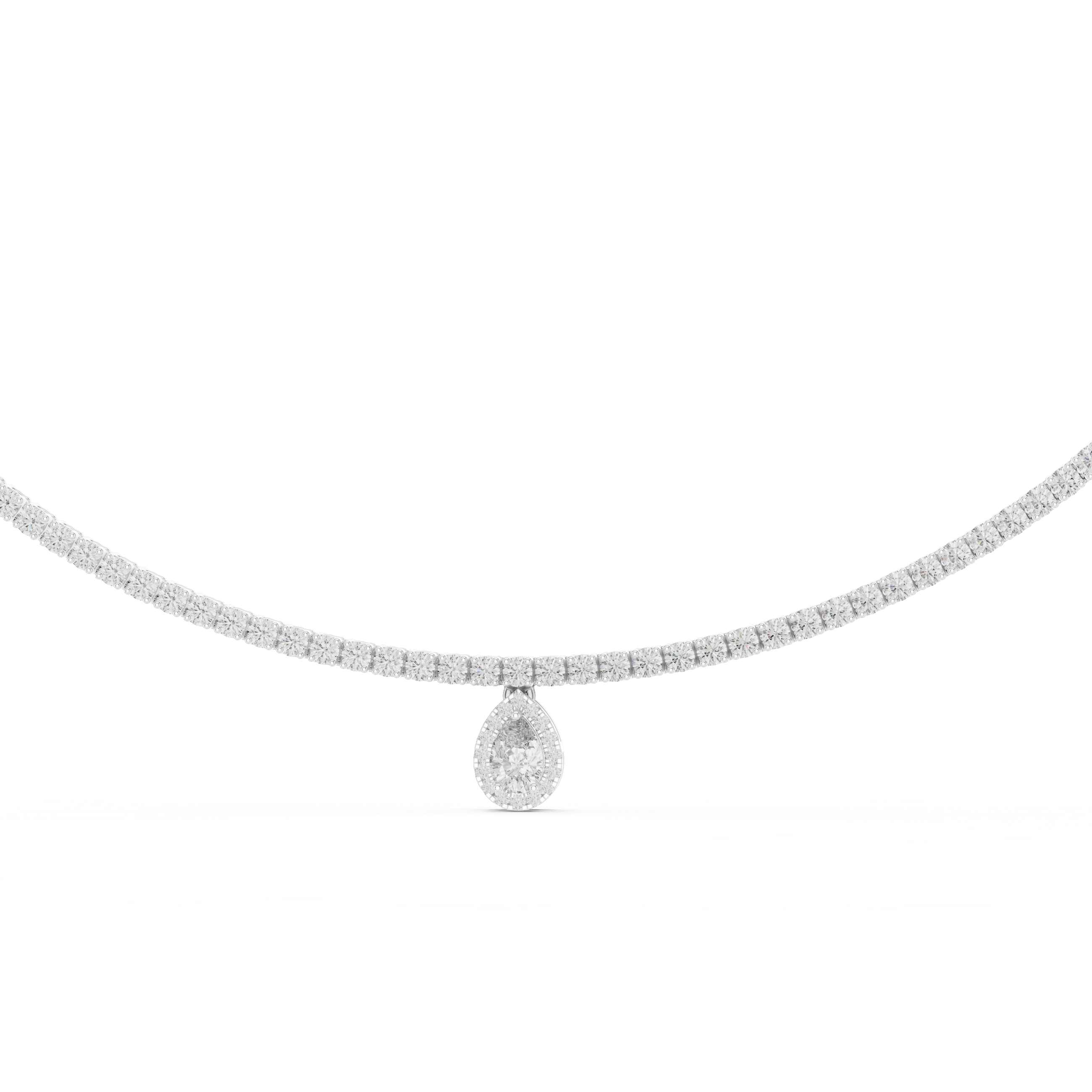 Muur Atelier Solid Gold Collet Set Diamond Tennis Necklace & Pear Drop