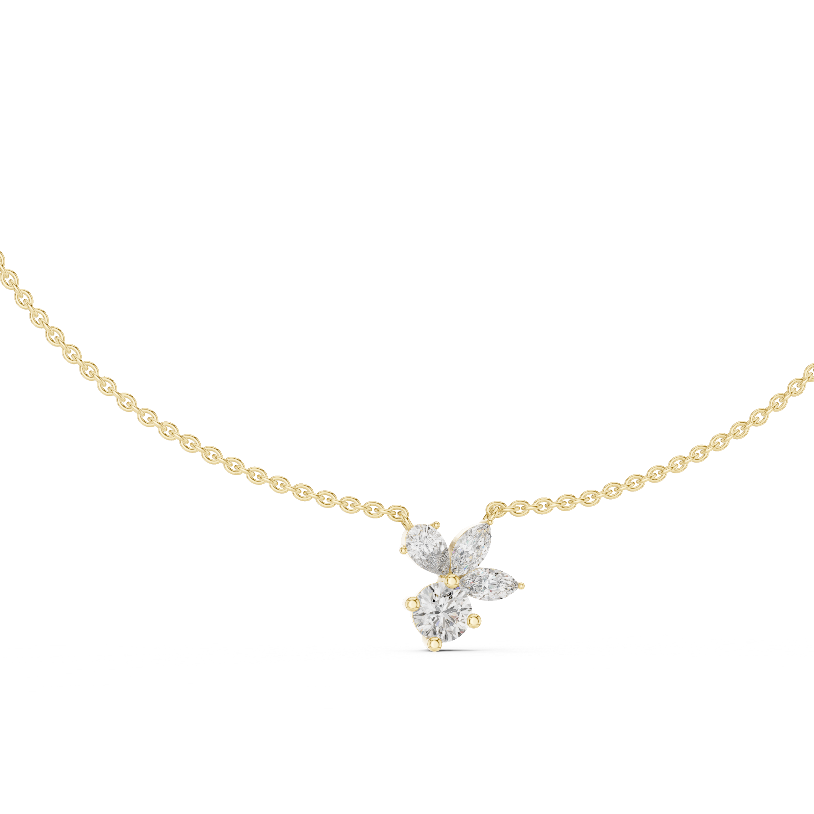 The Zermatt Pendant - Mixed Shape Diamond Floral Cluster Necklace