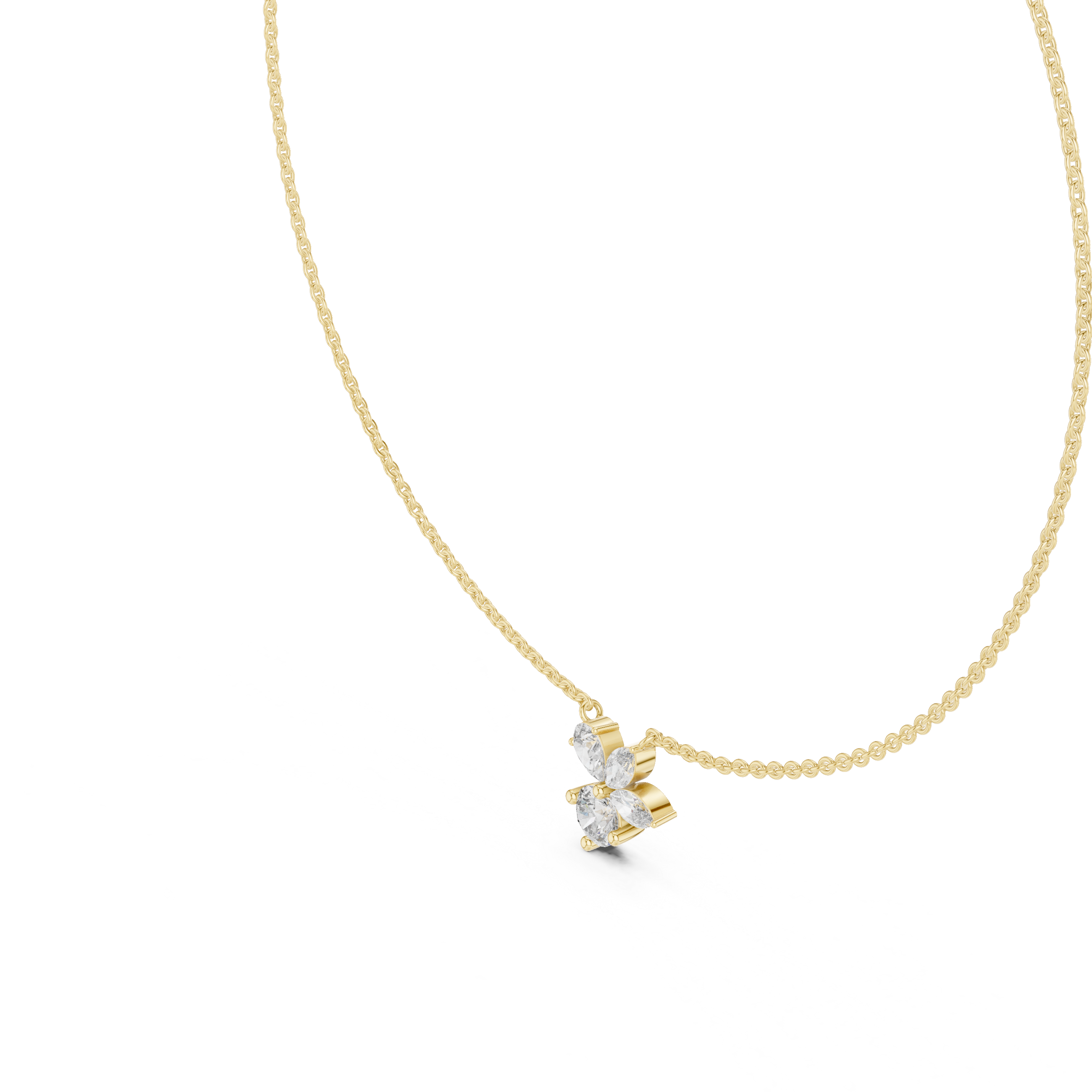 The Zermatt Pendant - Mixed Shape Diamond Floral Cluster Necklace