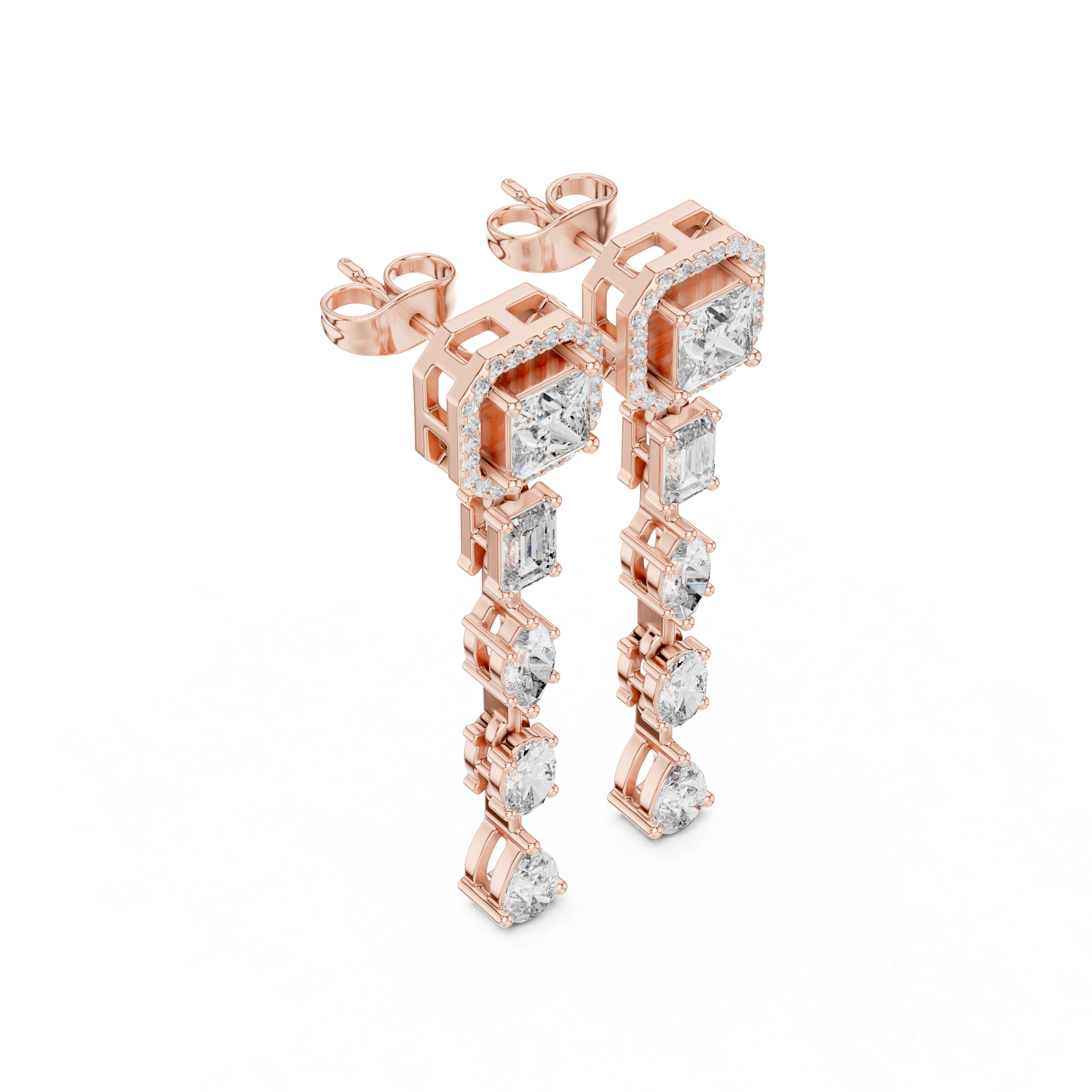 The Salzburg Earrings – Mixed Shape Linear Drop Diamond Earrings