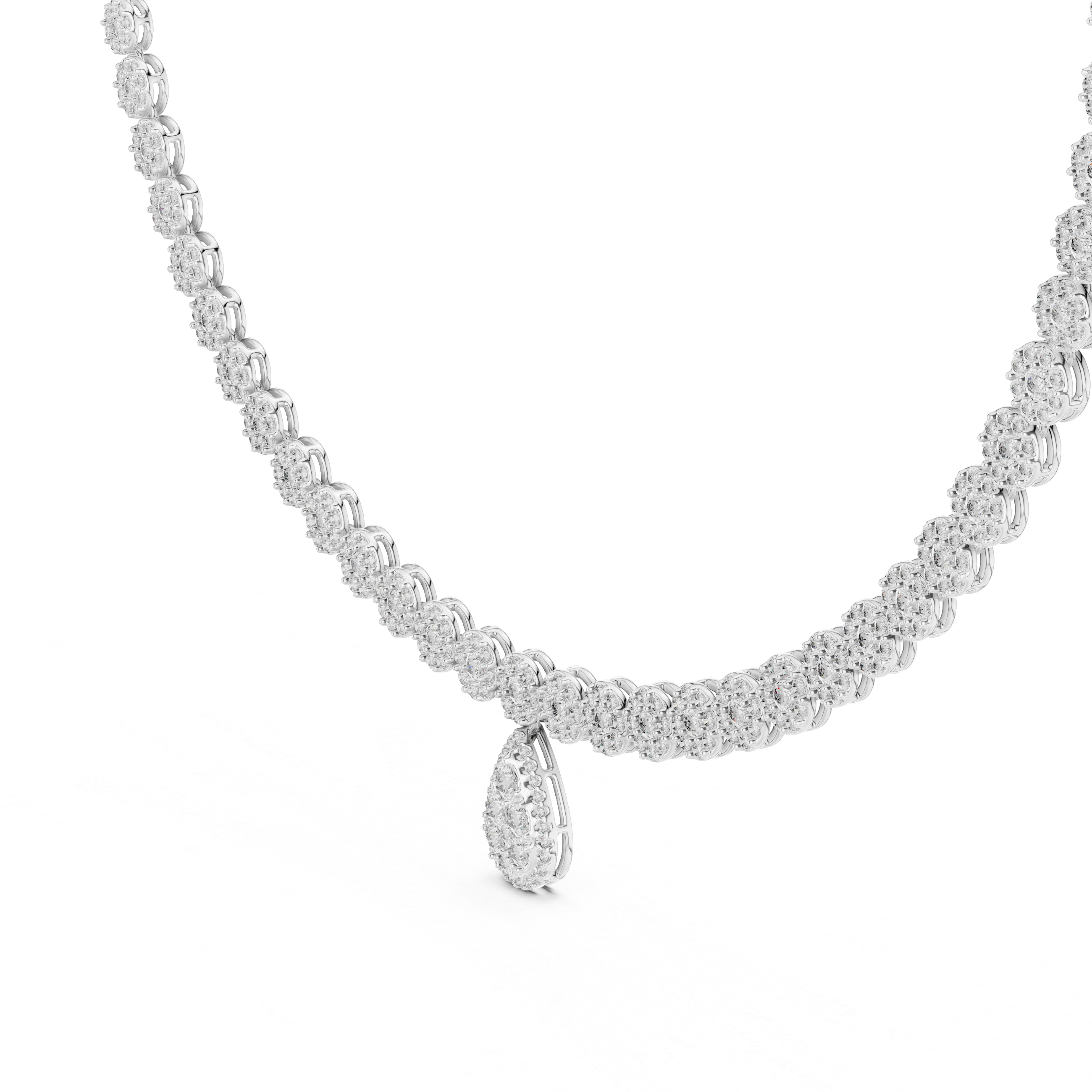 Muur Atelier Solid Gold Pave Pear Drop & Graduated Diamond Necklace