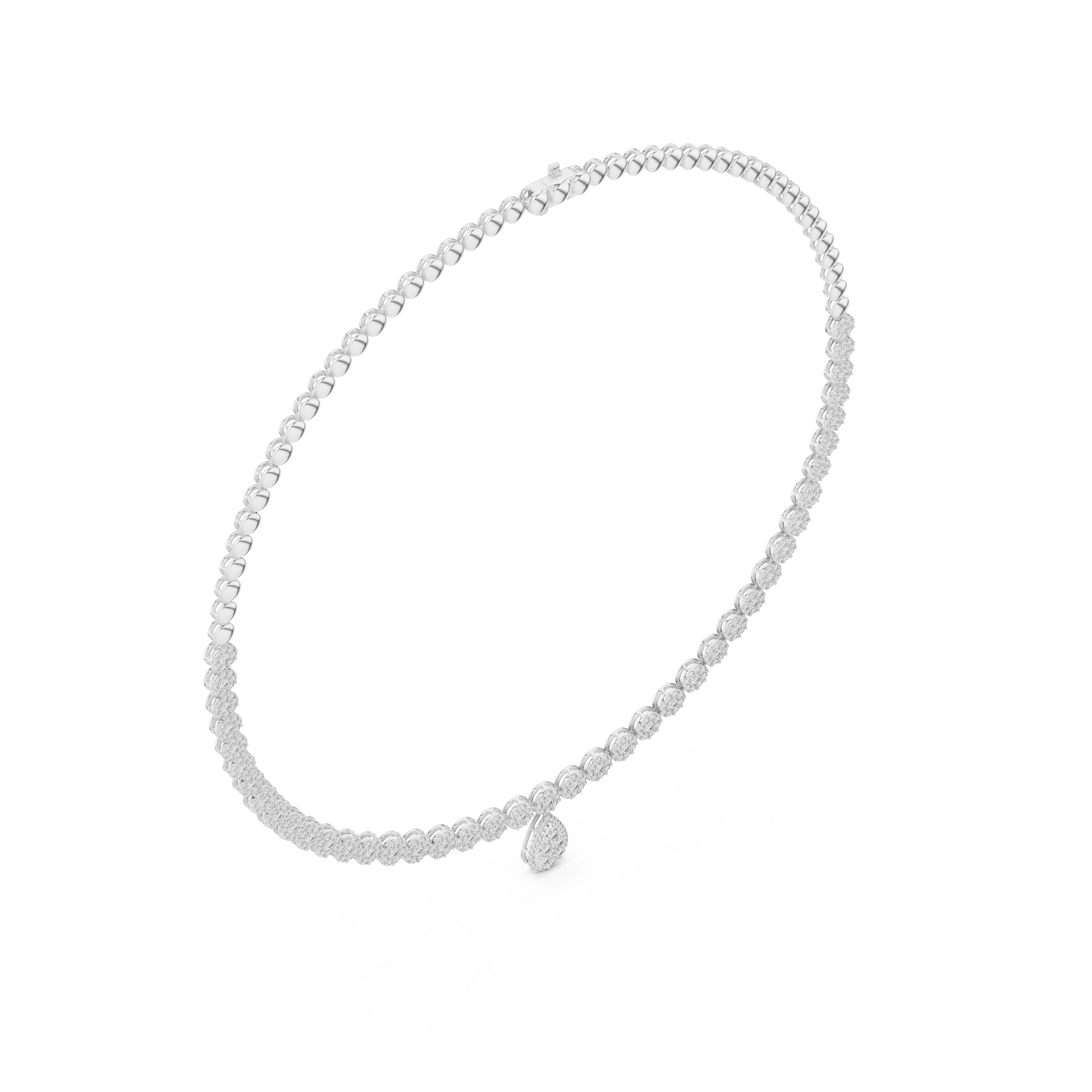 Muur Atelier Solid Gold Pave Pear Drop & Graduated Diamond Necklace