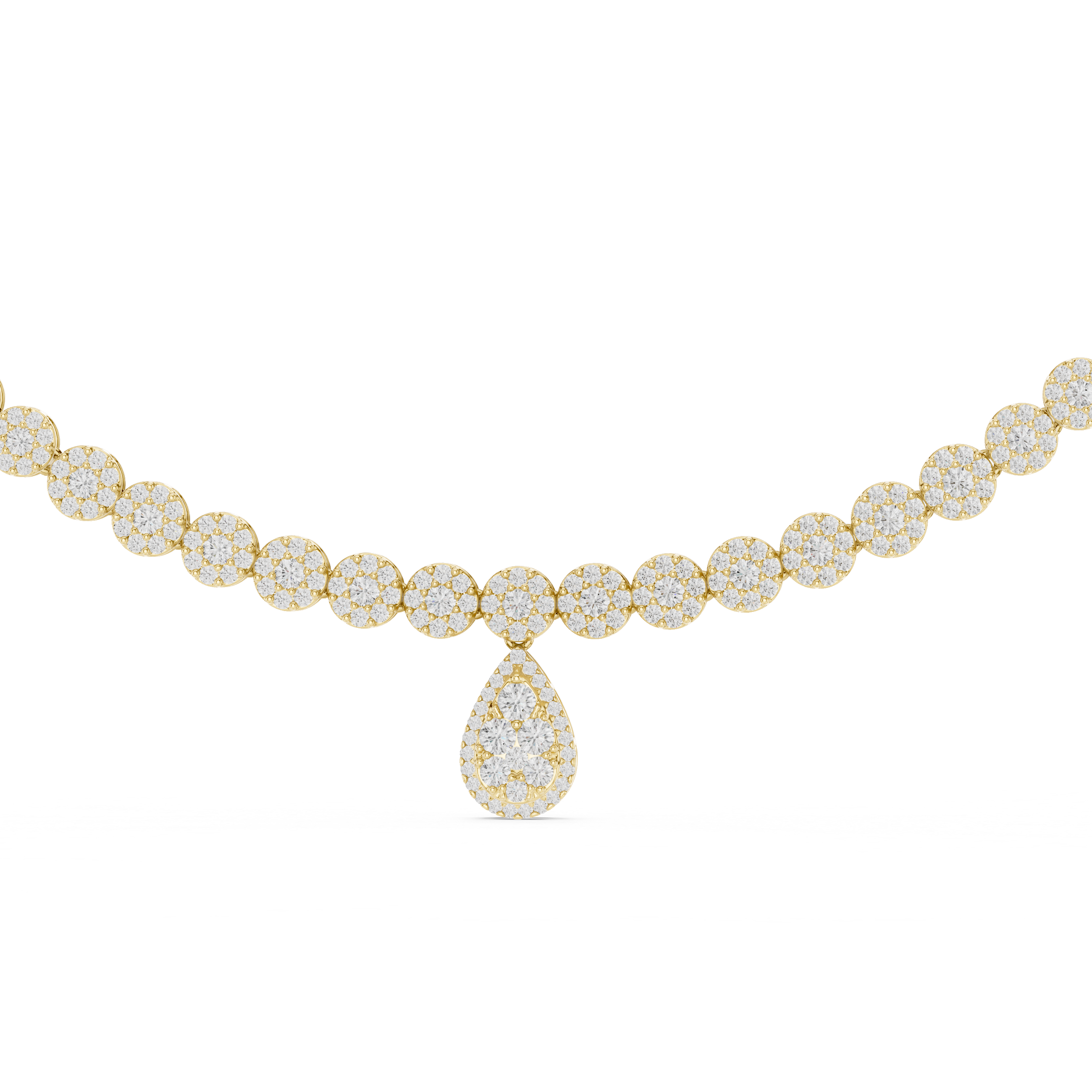 Muur Atelier Solid Gold Pave Pear Drop & Graduated Diamond Necklace