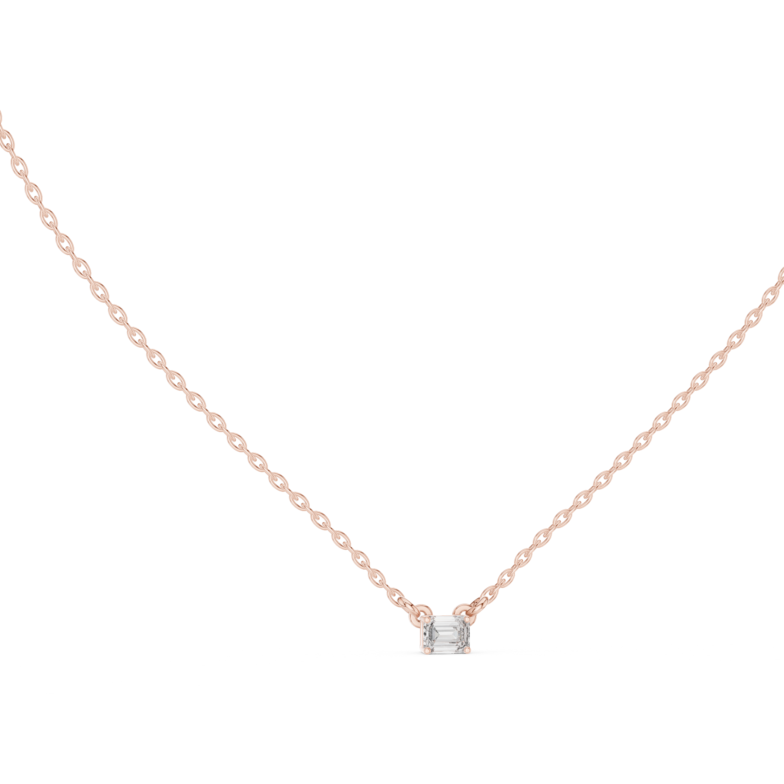 Muur Atelier Solid Gold East-West Emerald Cut Solitaire Diamond Pendant