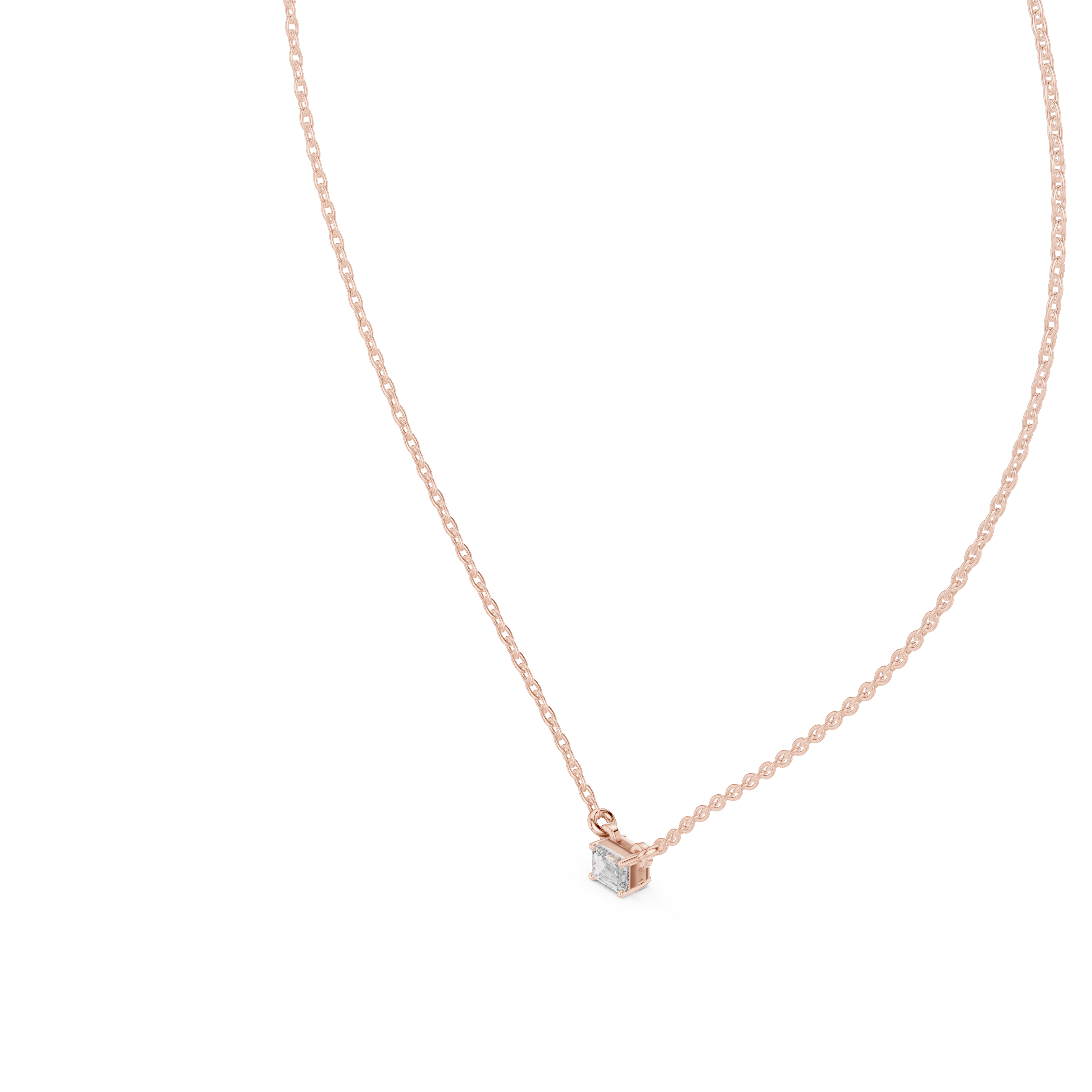 Muur Atelier Solid Gold East-West Emerald Cut Solitaire Diamond Pendant