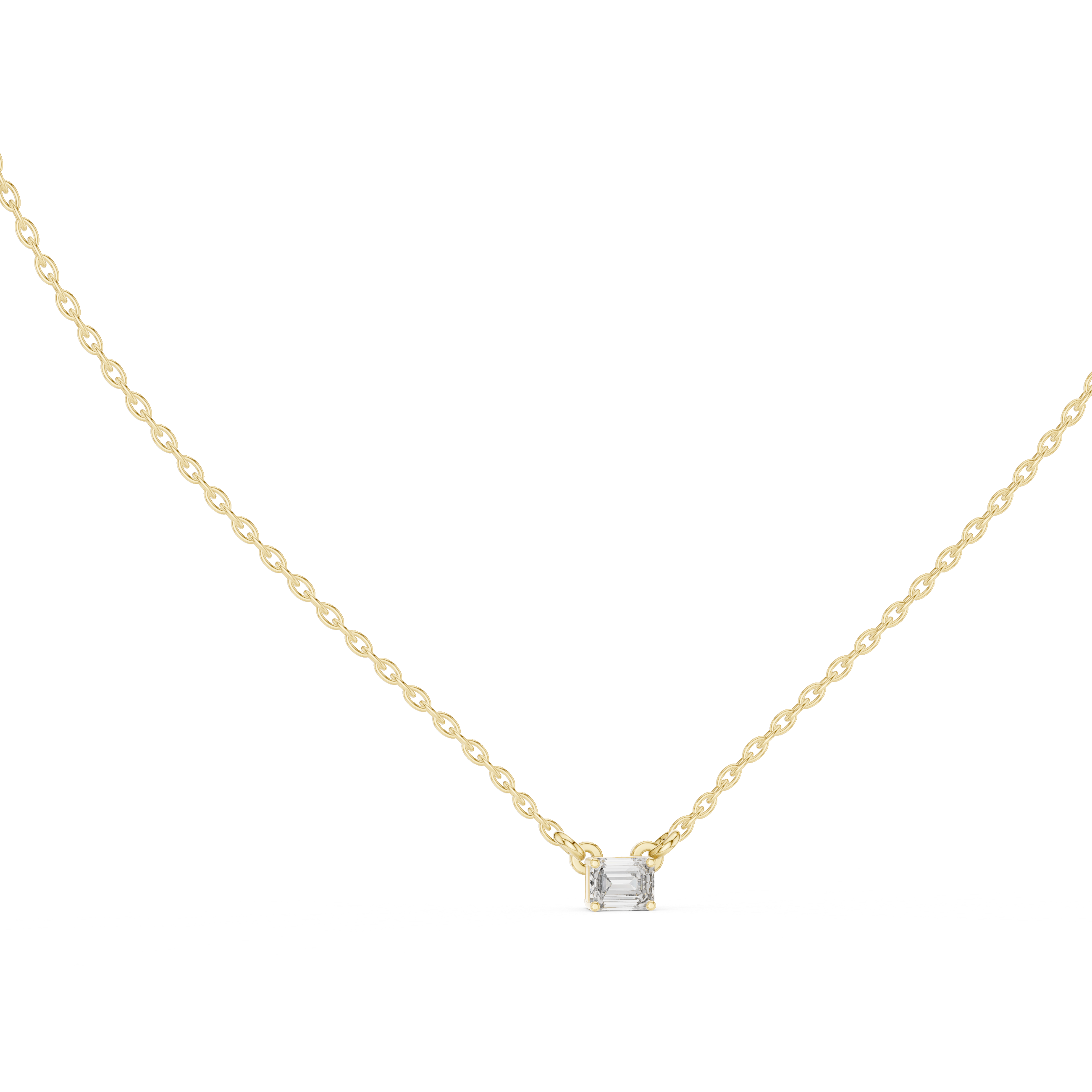 Muur Atelier Solid Gold East-West Emerald Cut Solitaire Diamond Pendant