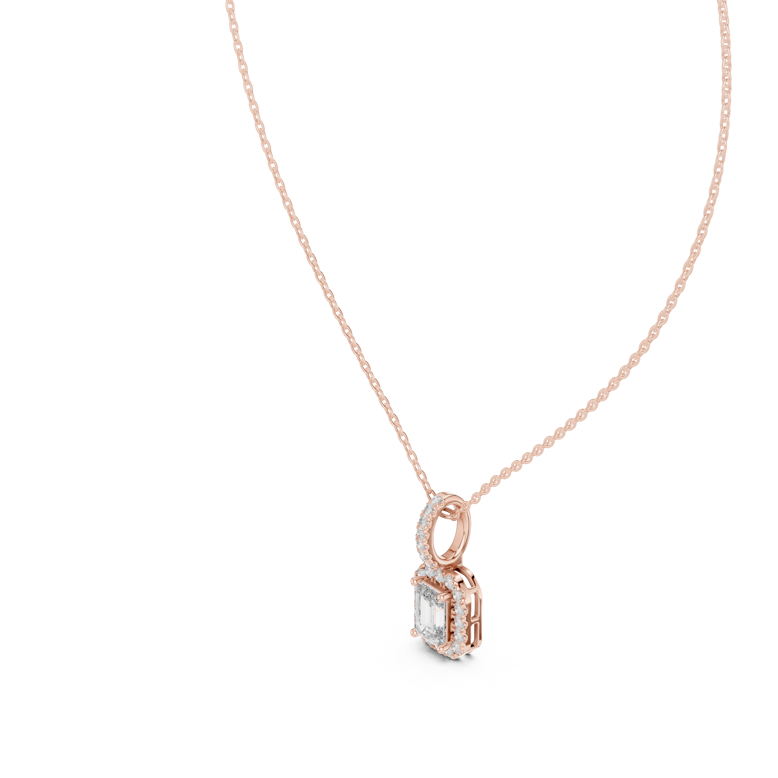 Muur Atelier Solid Gold Emerald Cut Diamond Halo Pendant