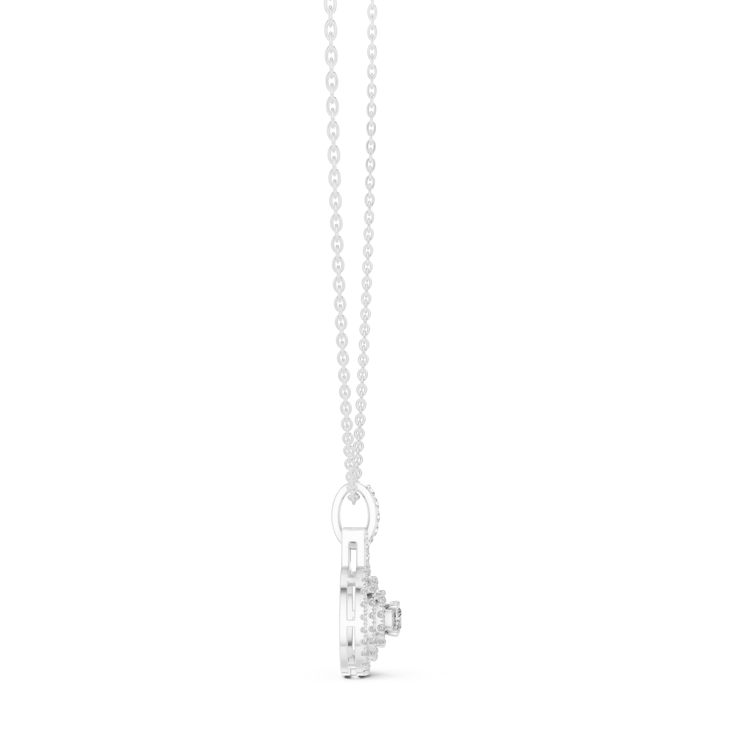 Muur Atelier Solid Gold Cushion Cut Double Halo Pendant