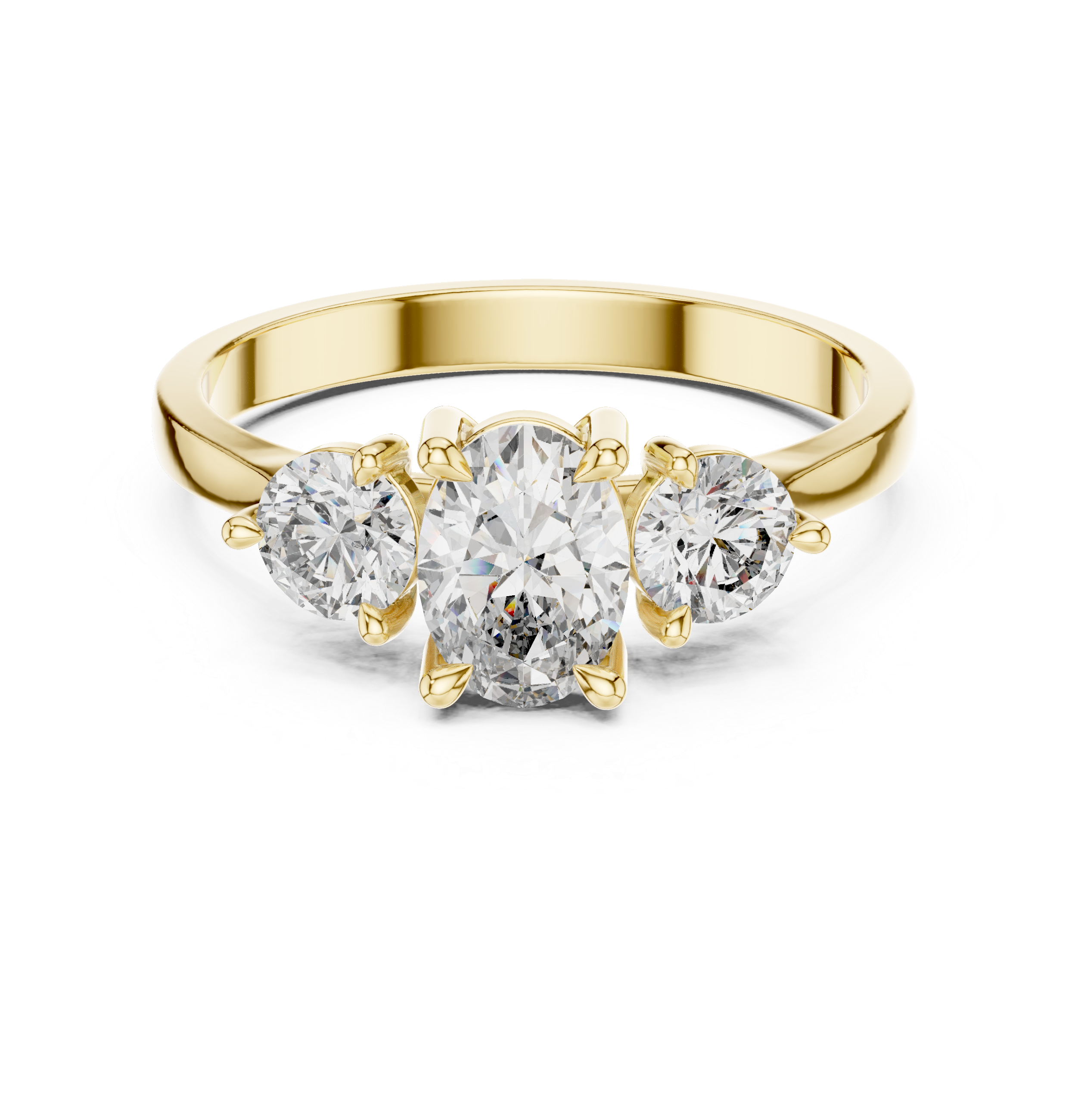 The Drammen Ring - Oval & Round Cut Three-Stone Trinity Diamond Ring