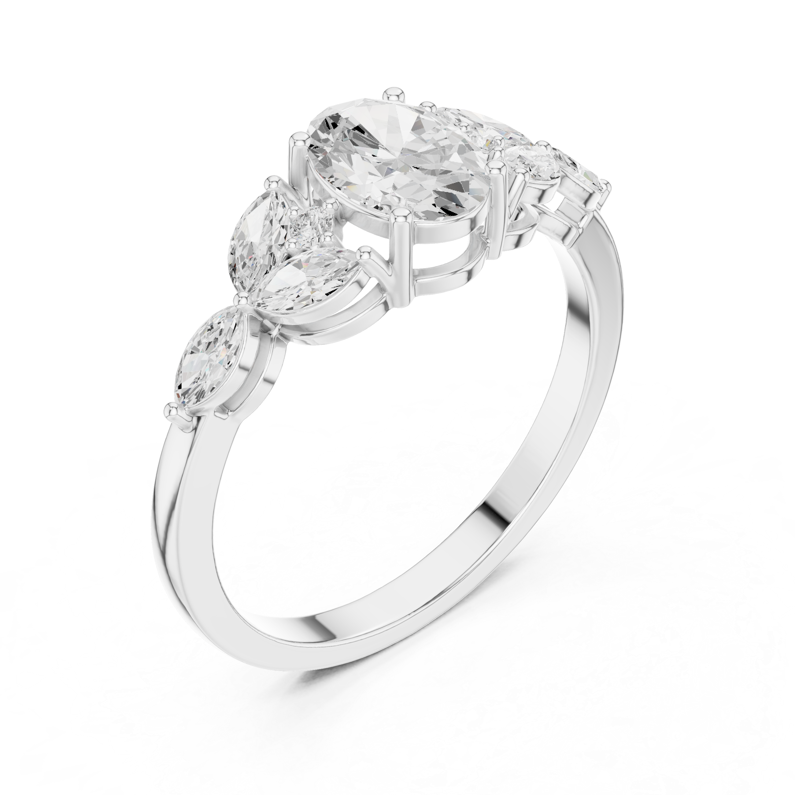 The Simrishamn Ring - Oval & Marquise Floral Vine Diamond Ring