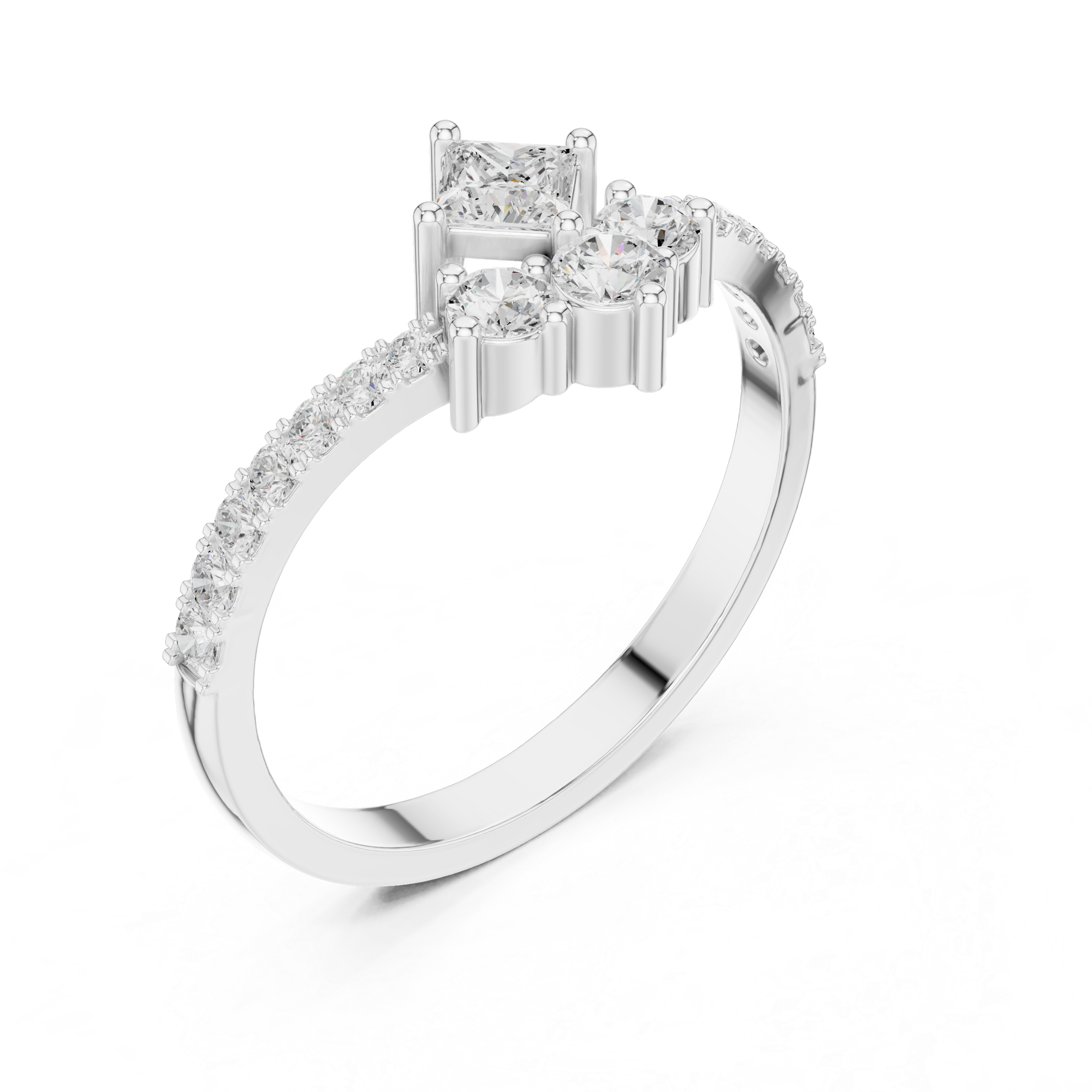 The Dijon Ring - Princess Cut Geometric Chevron Tiara Ring