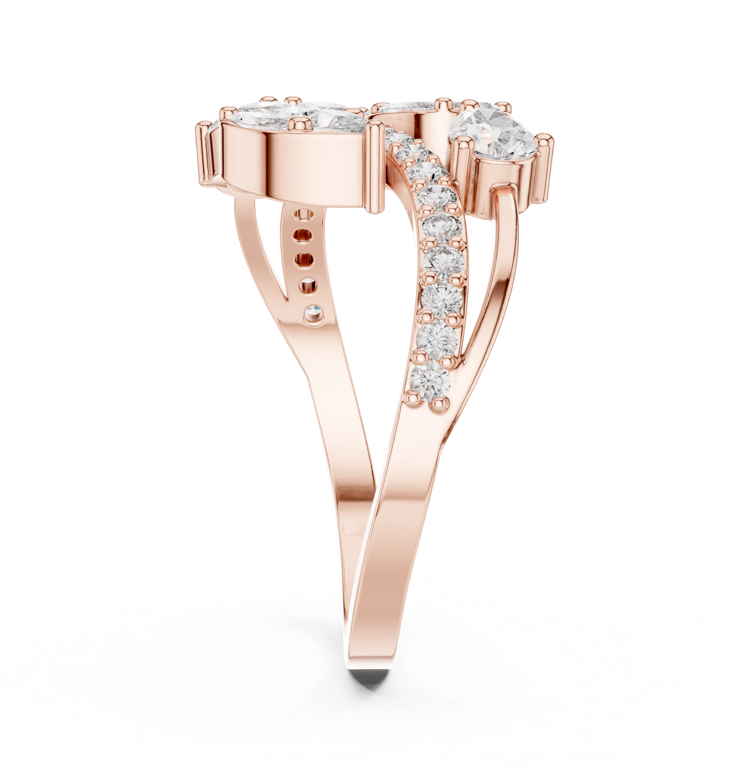 Muur Atelier Solid Gold Mixed Cut Floral Bypass Diamond Ring