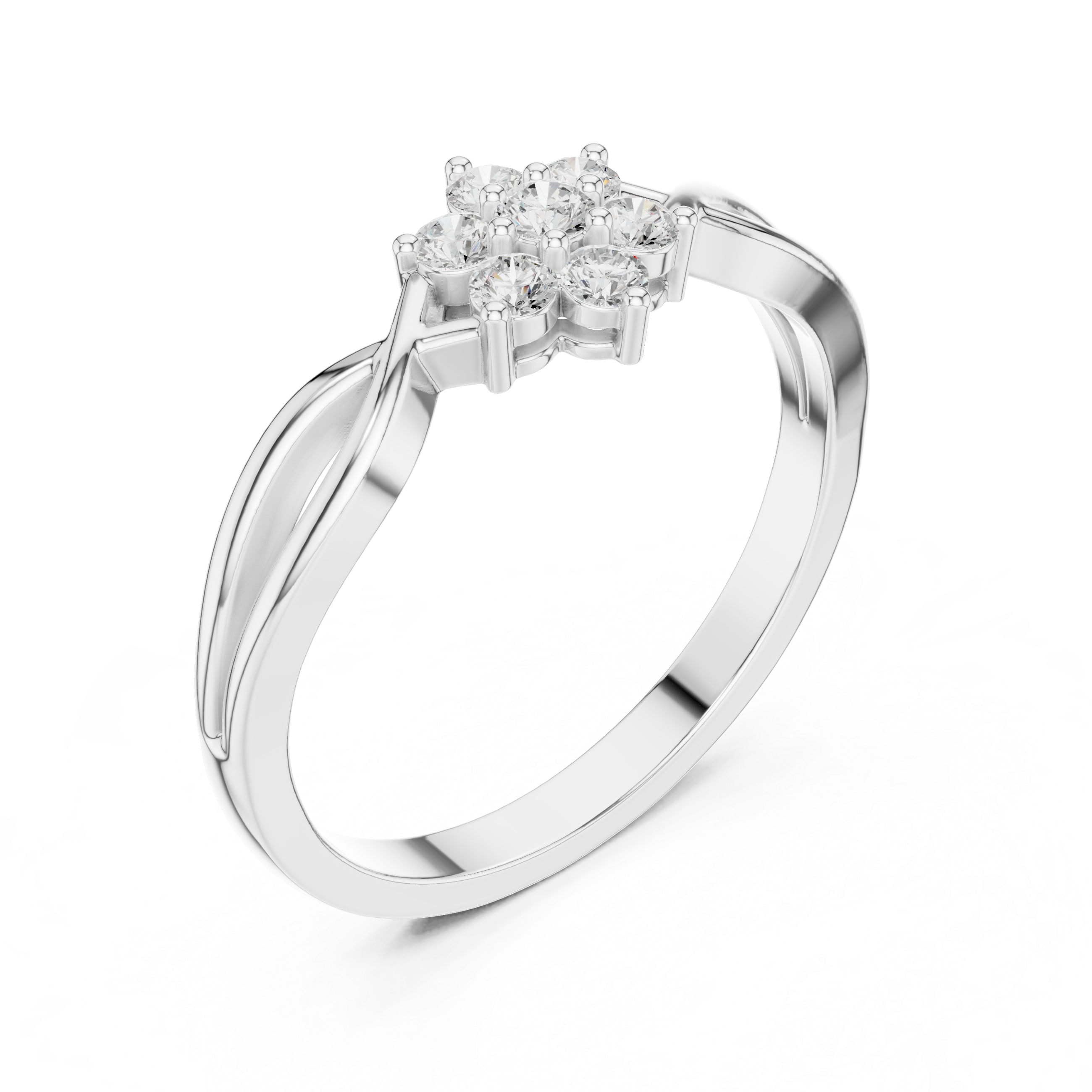 The Mulhouse Ring - Round Diamond Floral Cluster Twist Ring