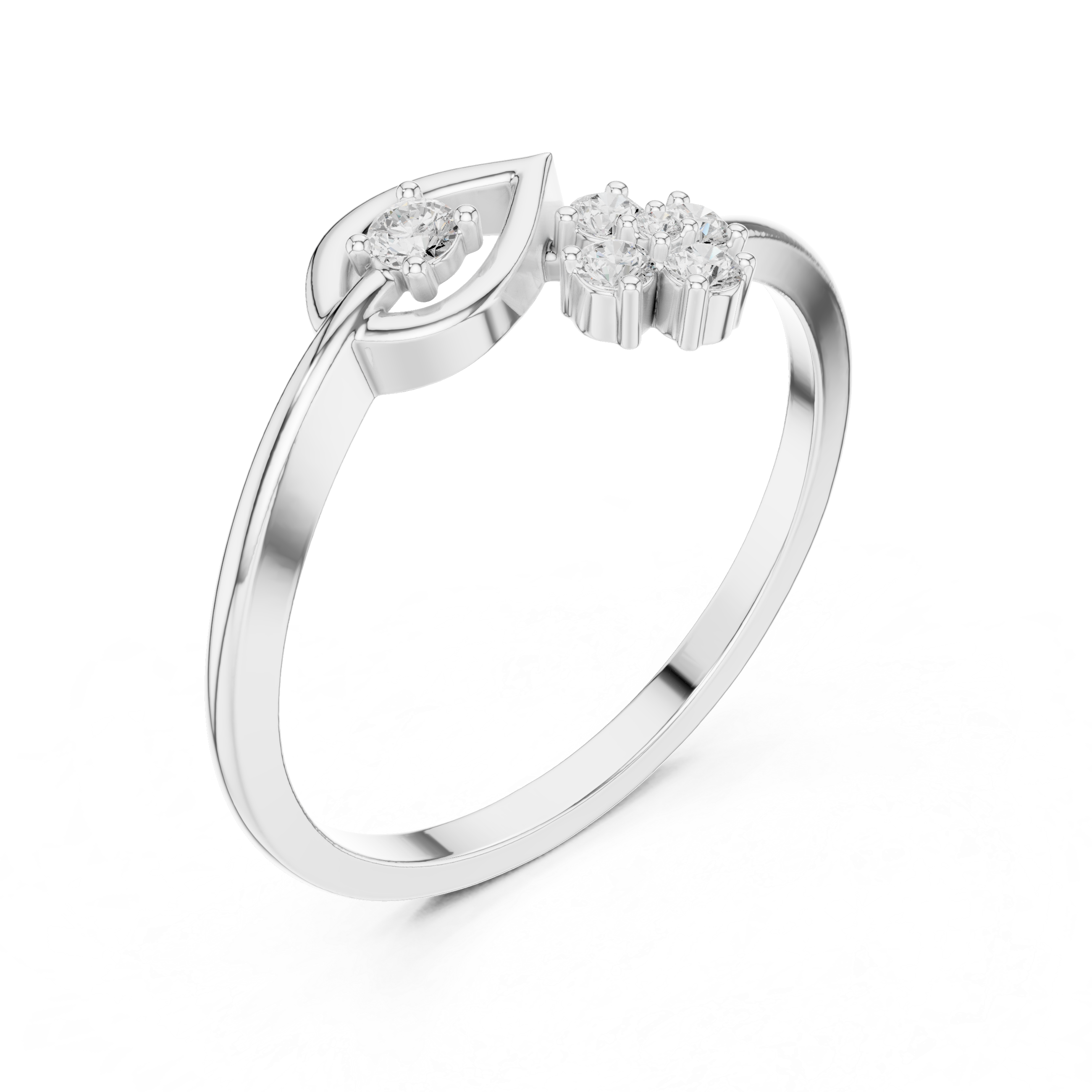 The Biarritz Ring - Round Diamond Floral & Solitaire Bypass Ring