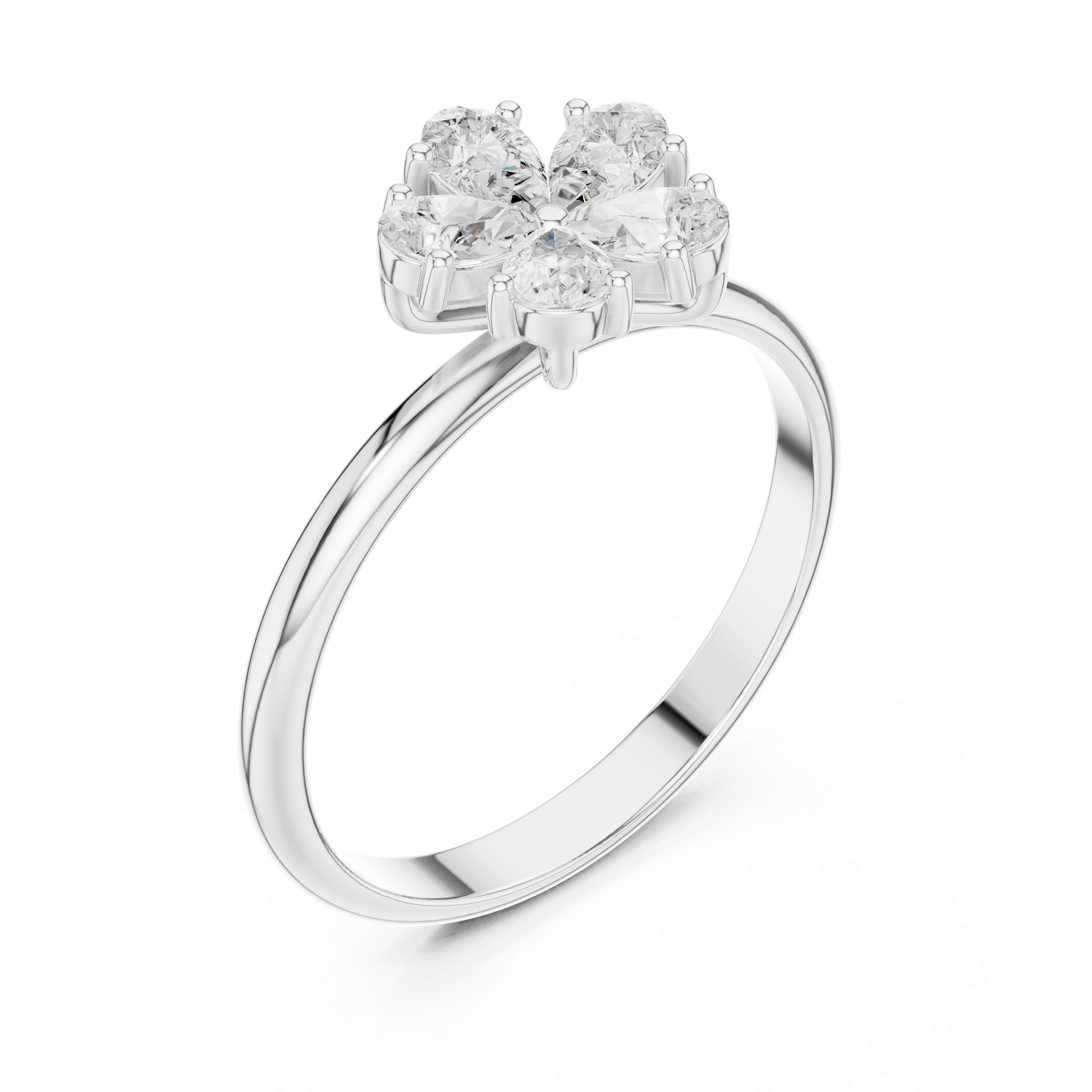 The Albertville Ring - Pear Cut Five-Petal Floral Diamond Ring