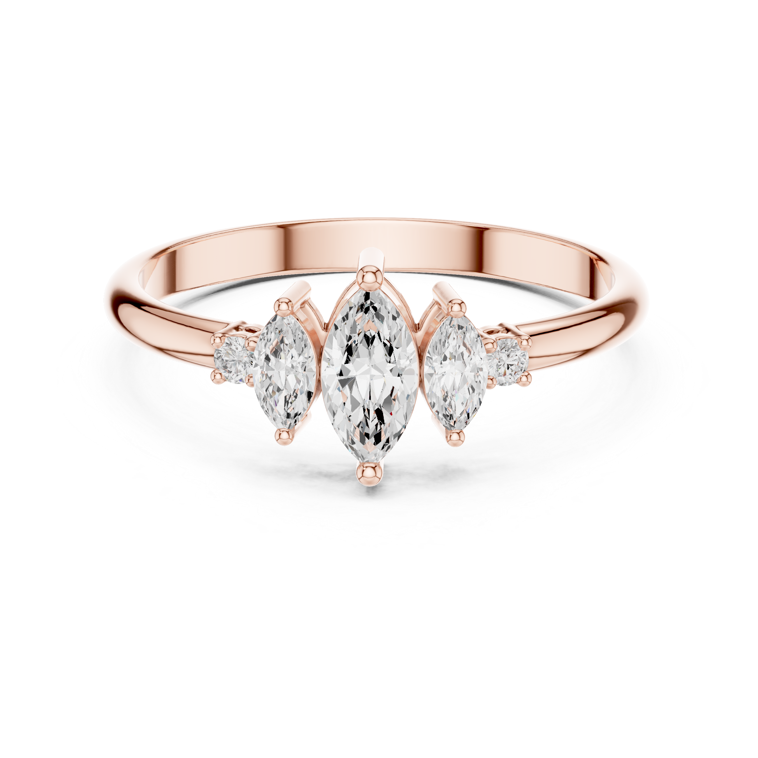 The Bastogne Ring - Marquise & Round Cut Five-Stone Geometric Diamond Ring
