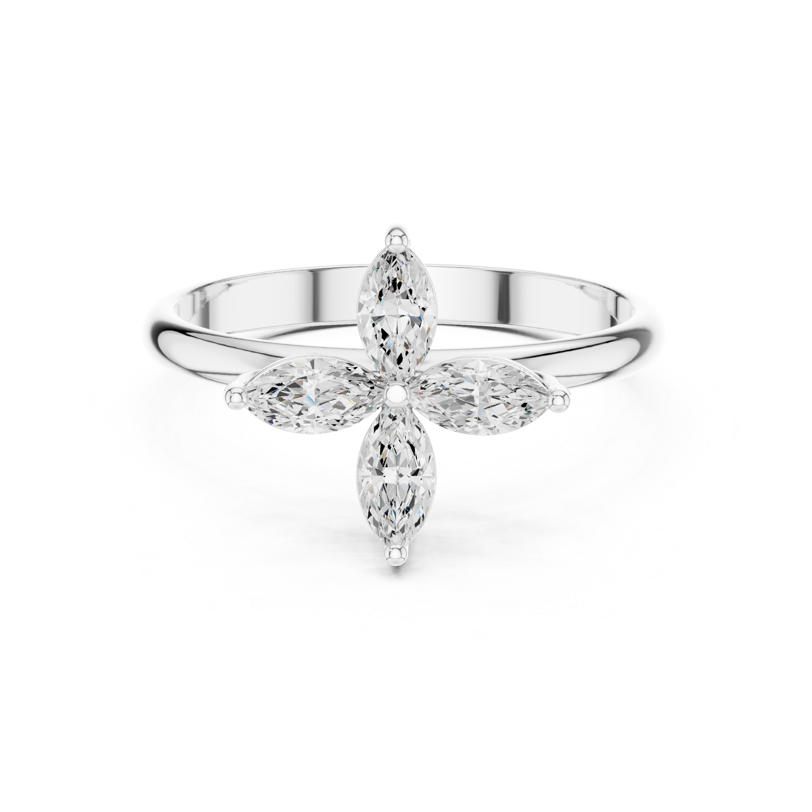The Roeselare Ring - Marquise Cut Four-Petal Floral Diamond Ring