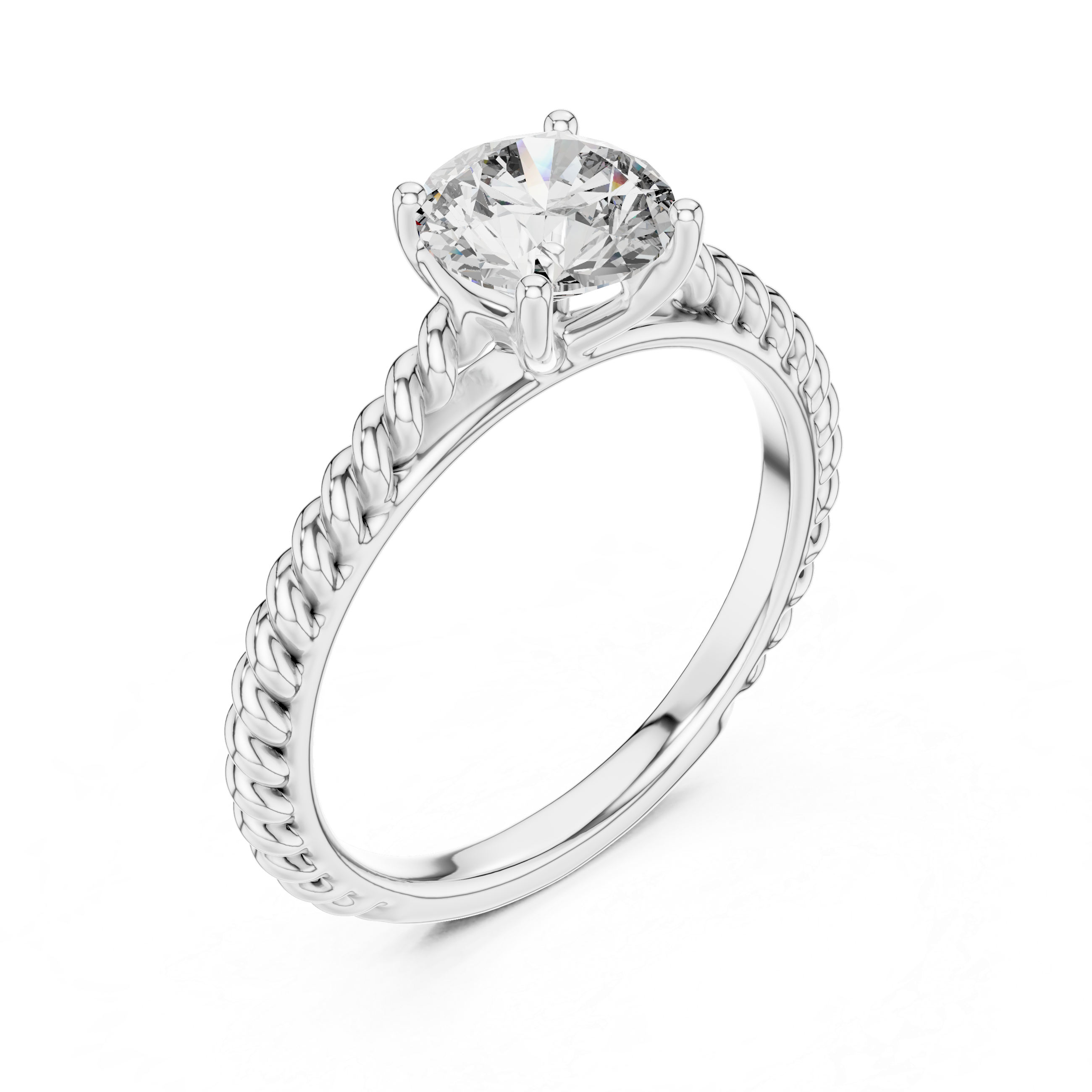 The Volendam Ring - Round Cut Twisted Rope Solitaire
