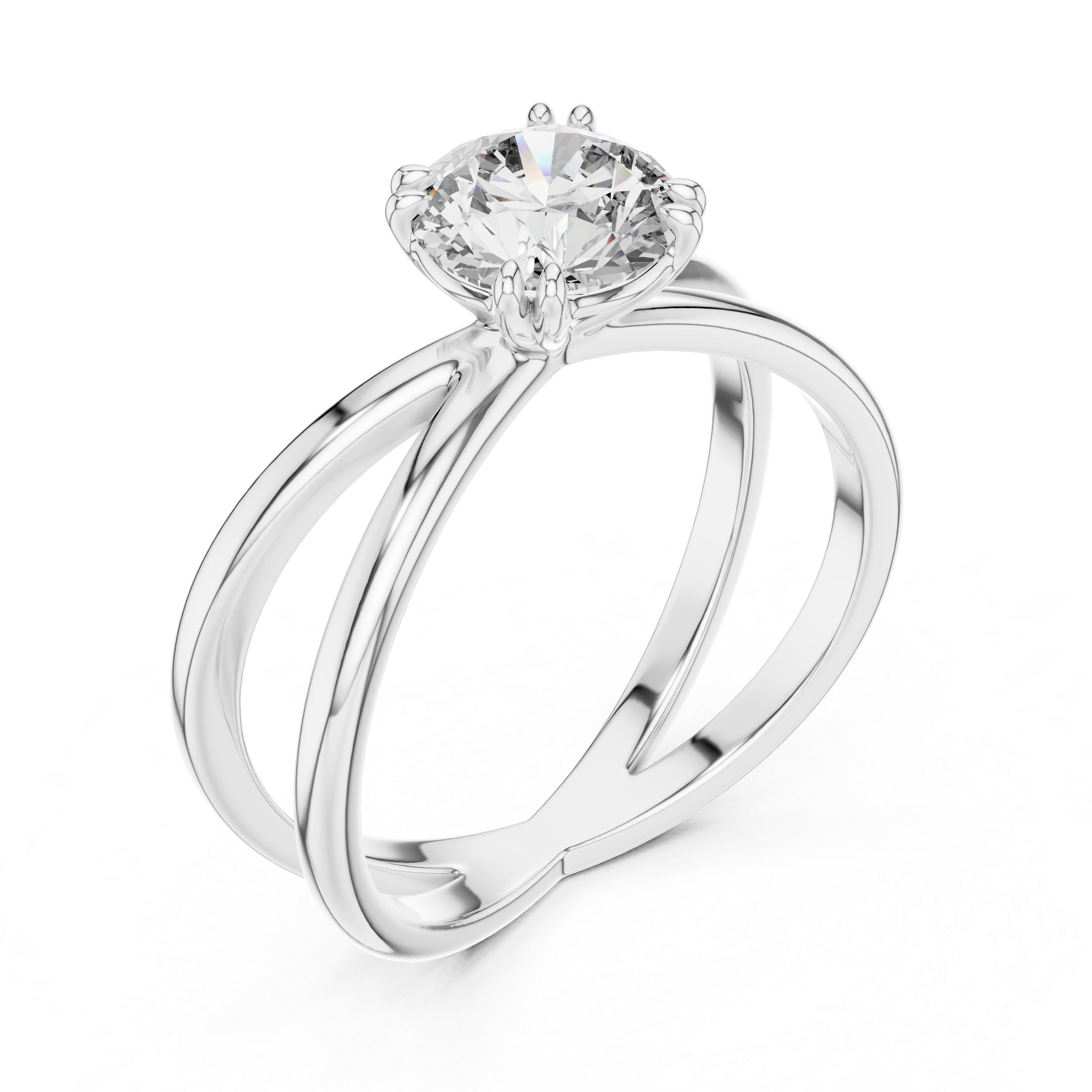 The Hoorn Ring - Round Cut Interwoven X-Band Solitaire