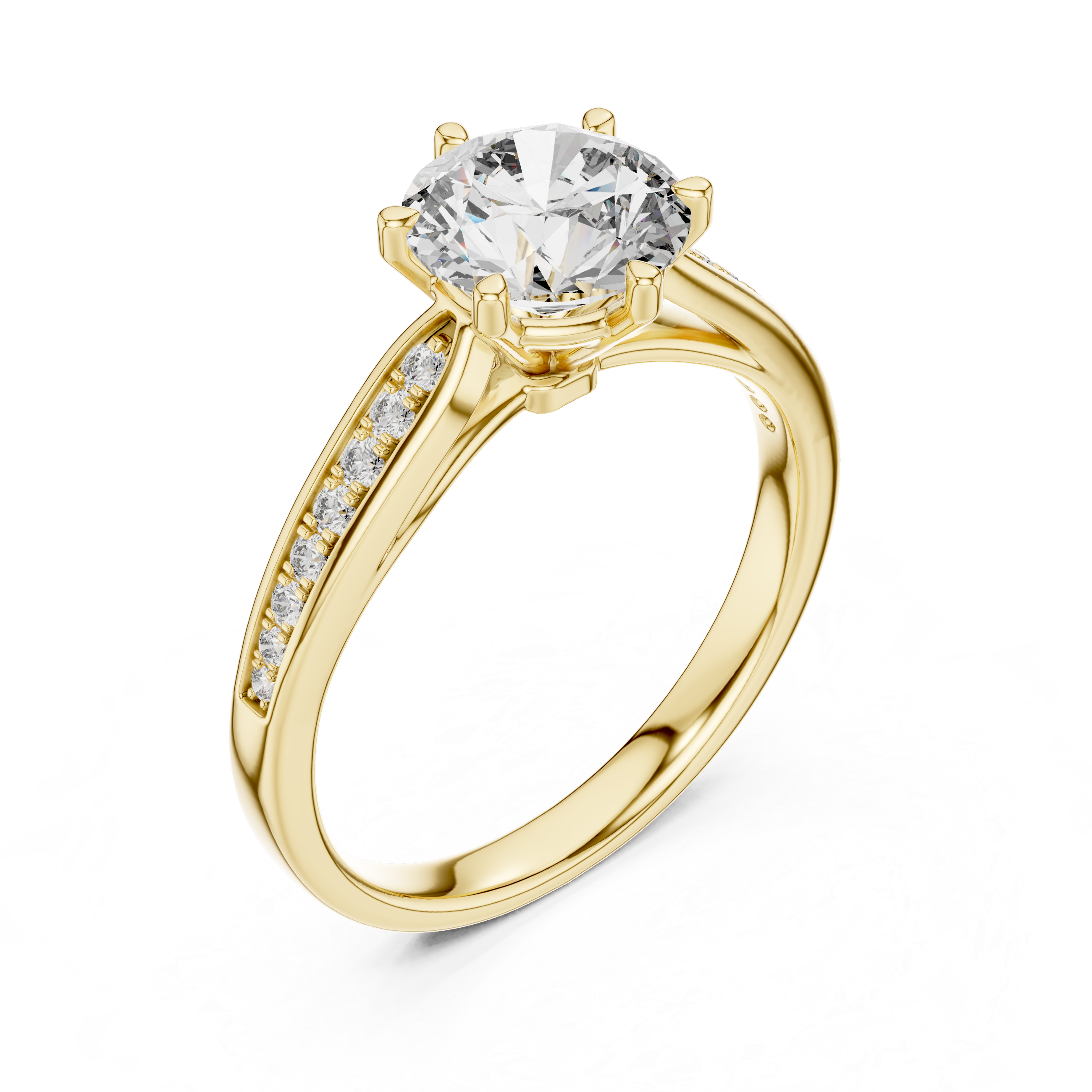 The Franeker Ring - Round Cut Six-Prong Cathedral Pavé Engagement Ring