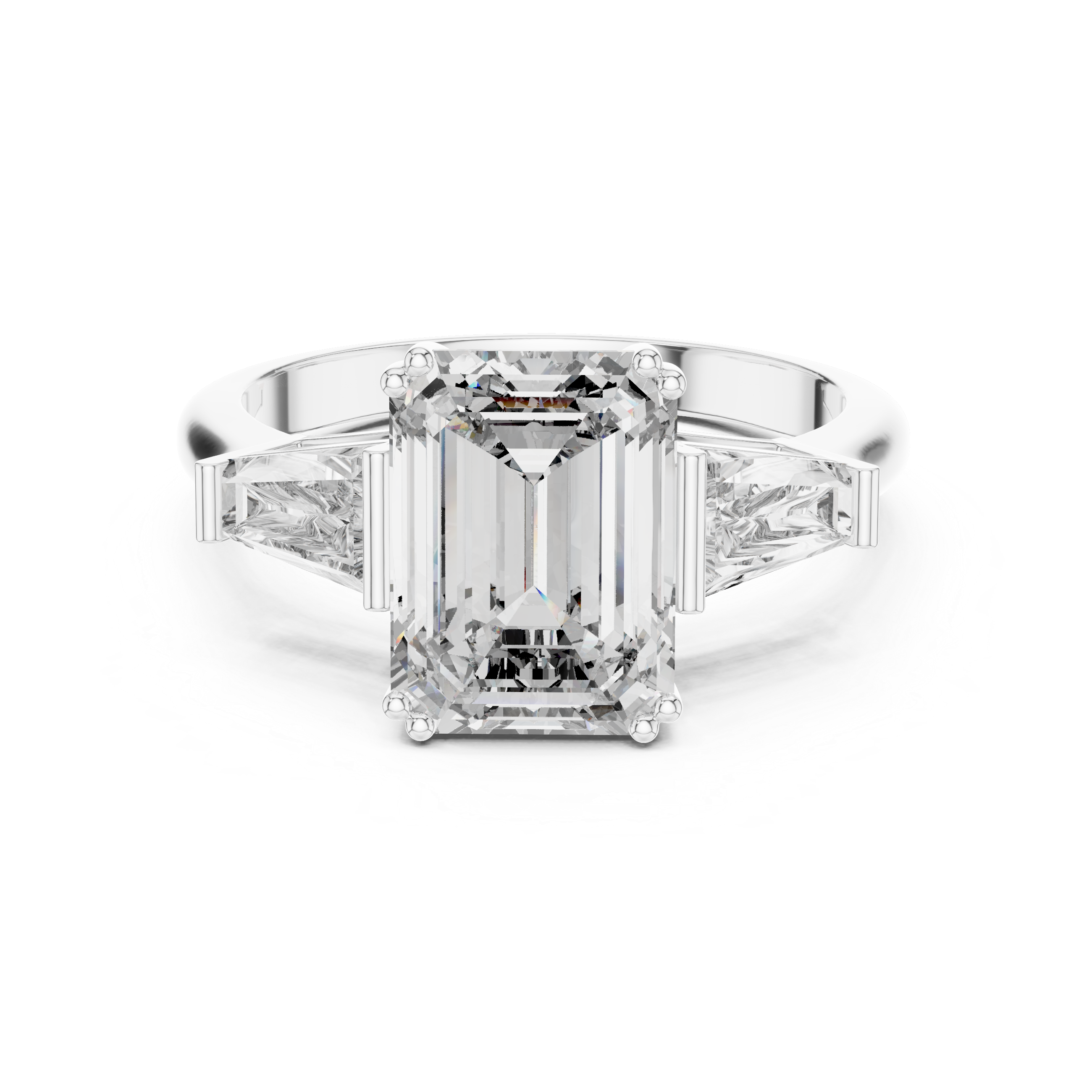 The Ypres Ring - Radiant Cut Three-Stone Baguette Engagement Ring