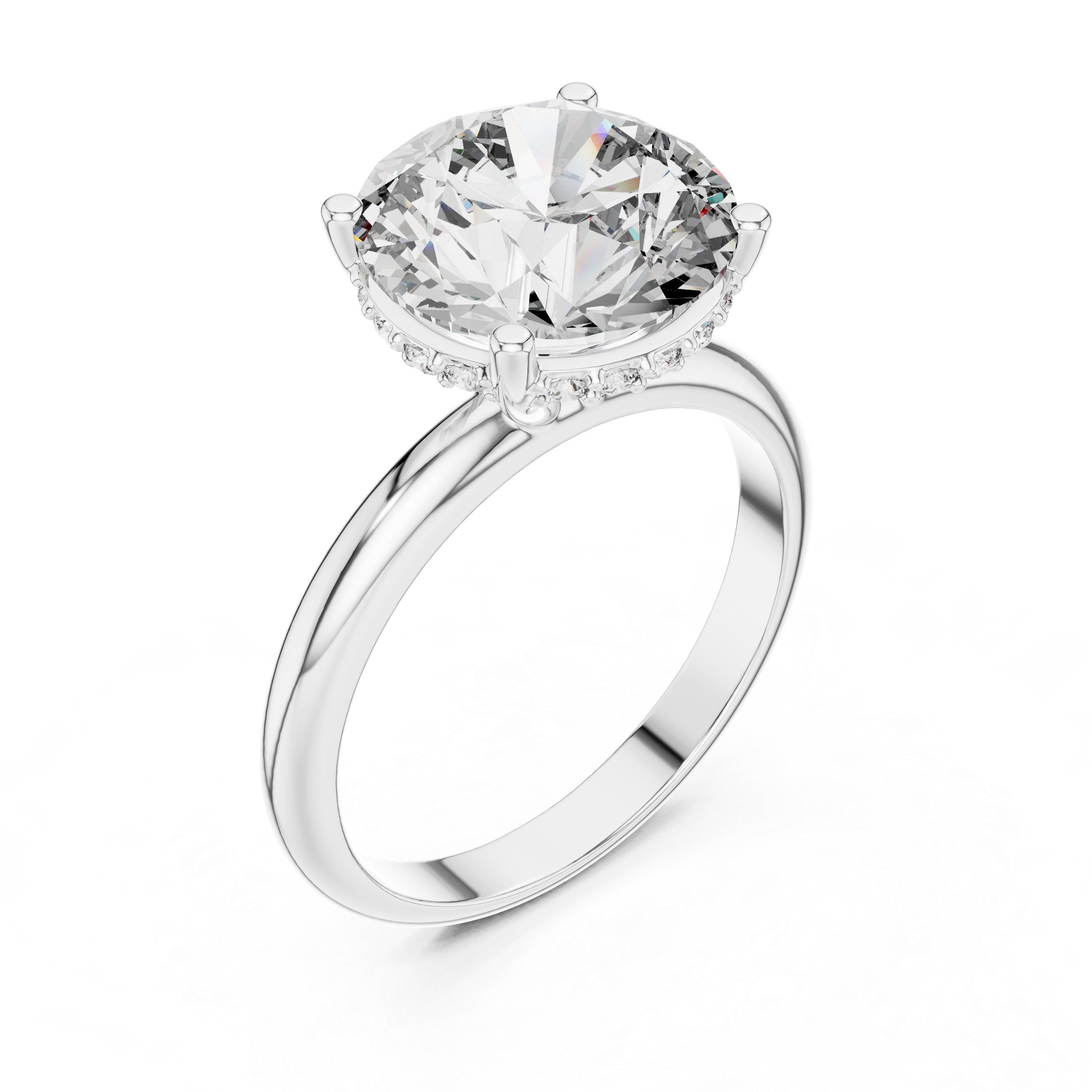 The Veurne Ring - Round Cut Hidden Halo Solitaire