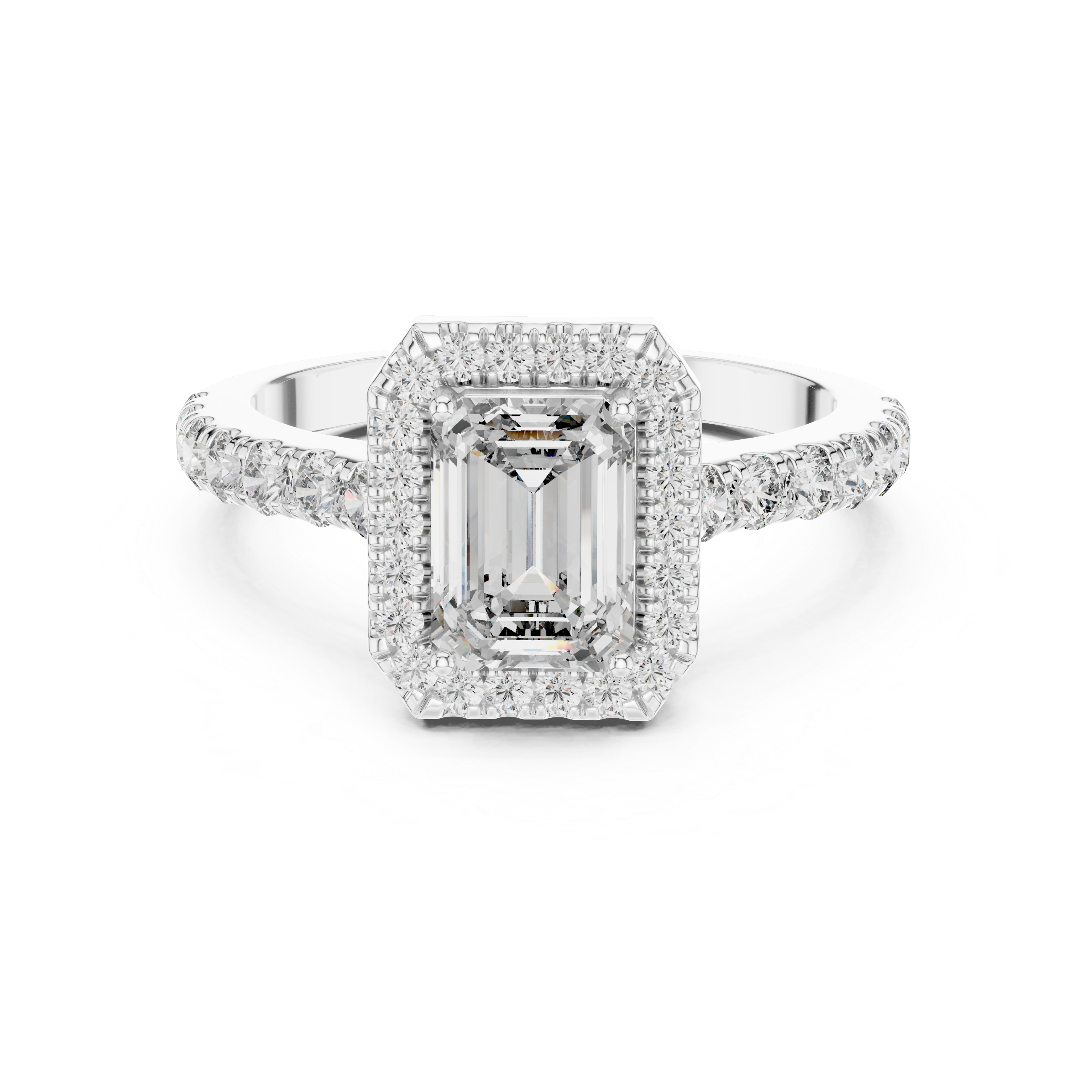 The Marstrand Ring - Emerald Cut Halo Pavé Engagement Ring