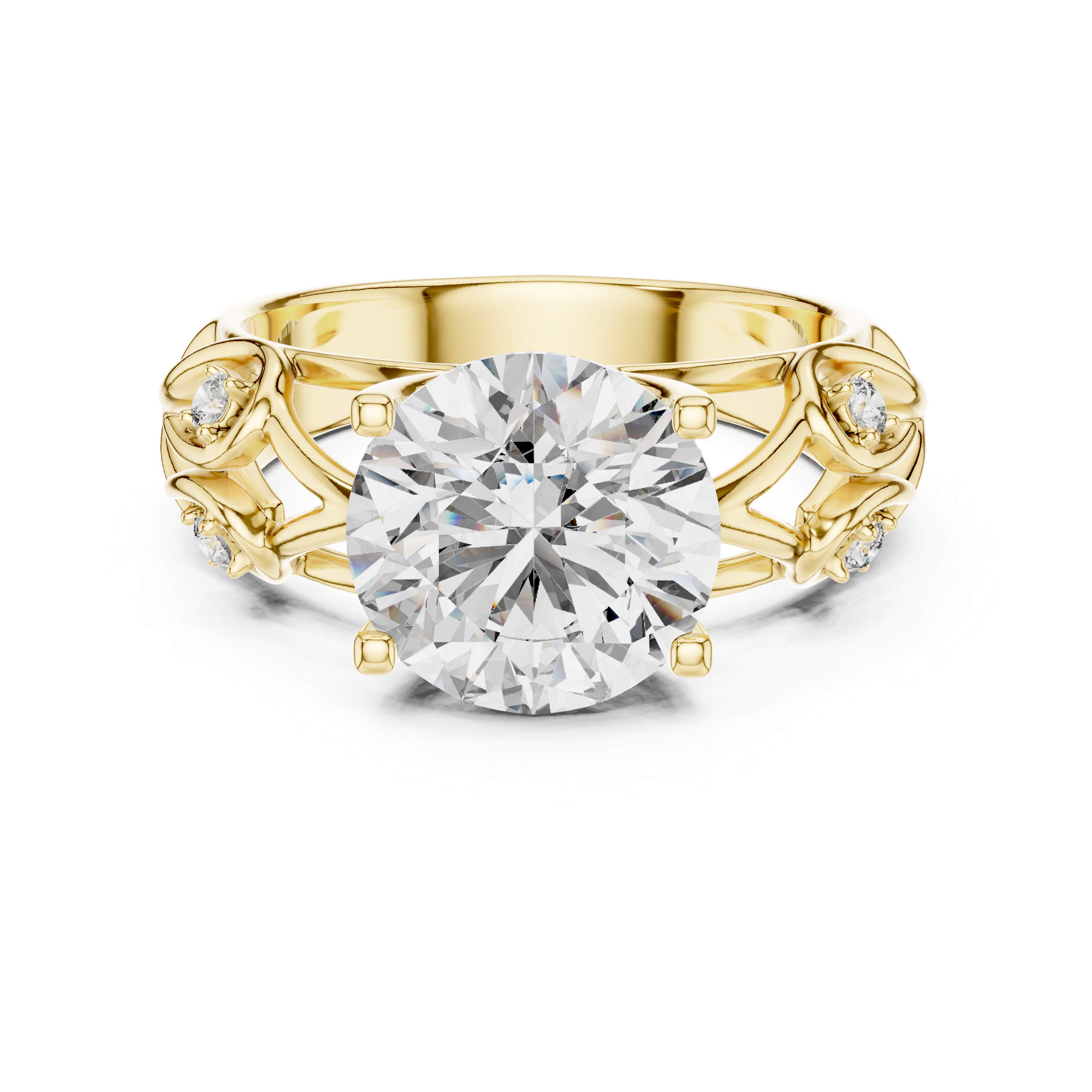 The Giethoorn Ring - Round Cut Vintage Scrollwork Engagement Ring