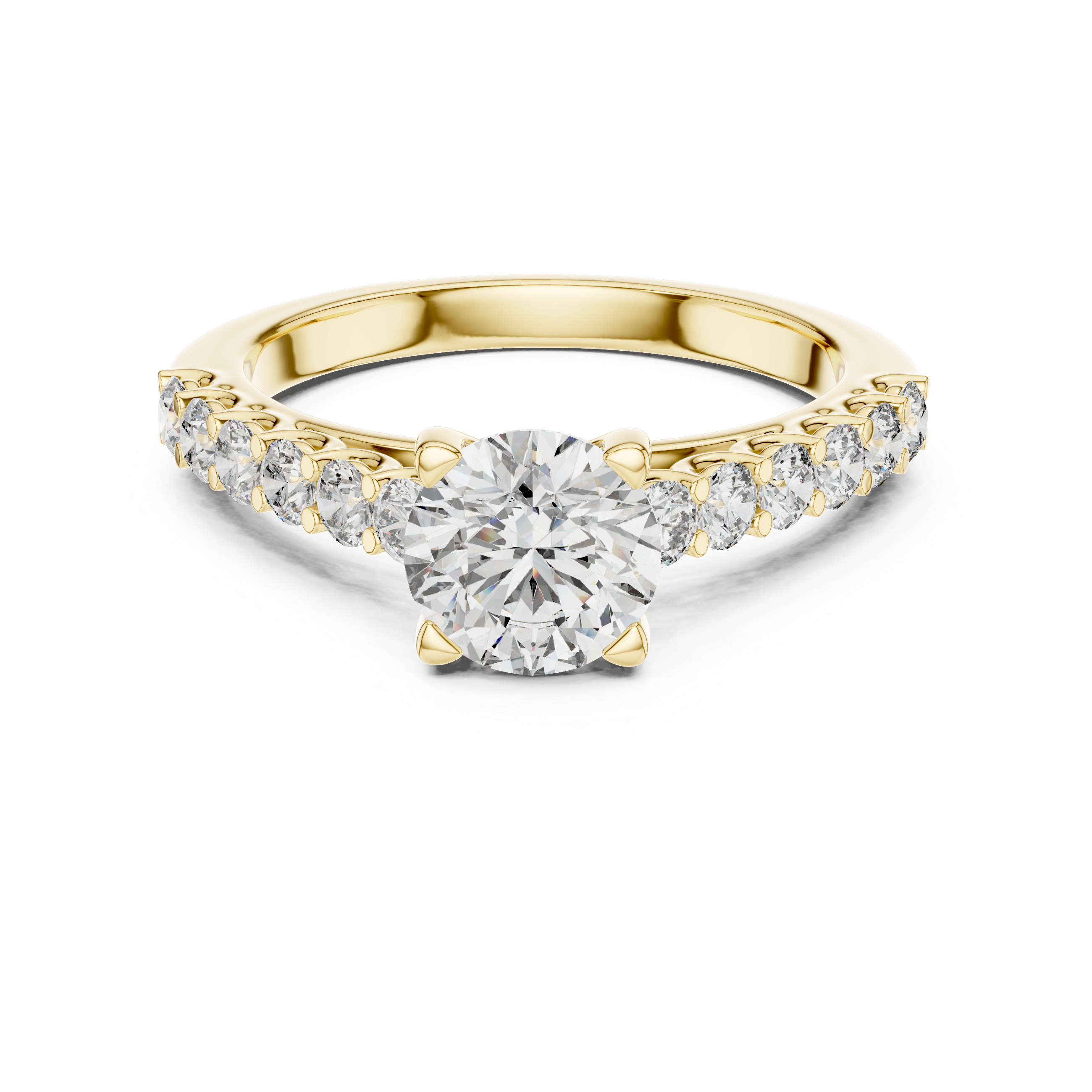 The Tielt Ring - Round Cut Classic U-Prong Pavé Engagement Ring