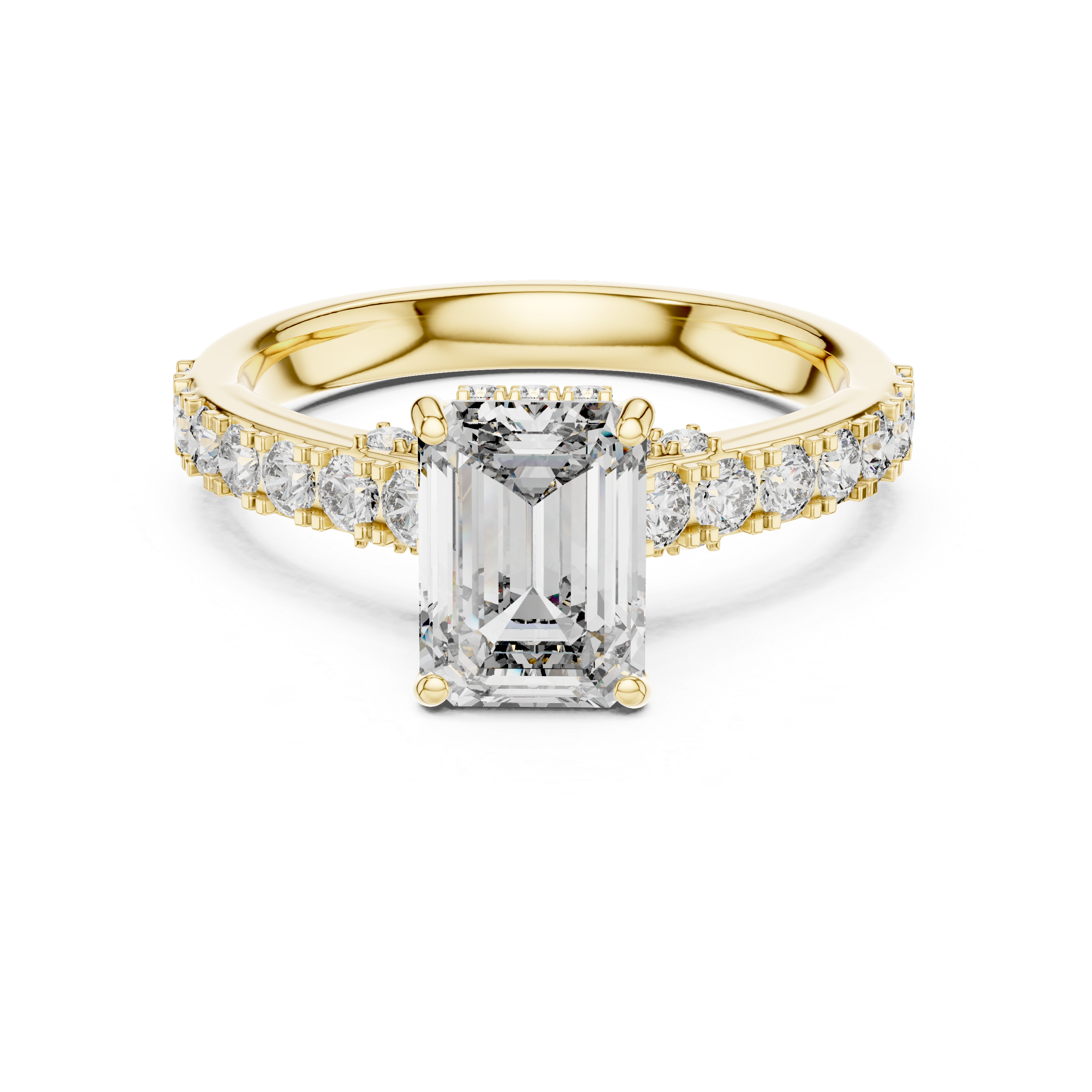 The Gothenburg Ring - Emerald Cut Hidden Halo Pavé Engagement Ring