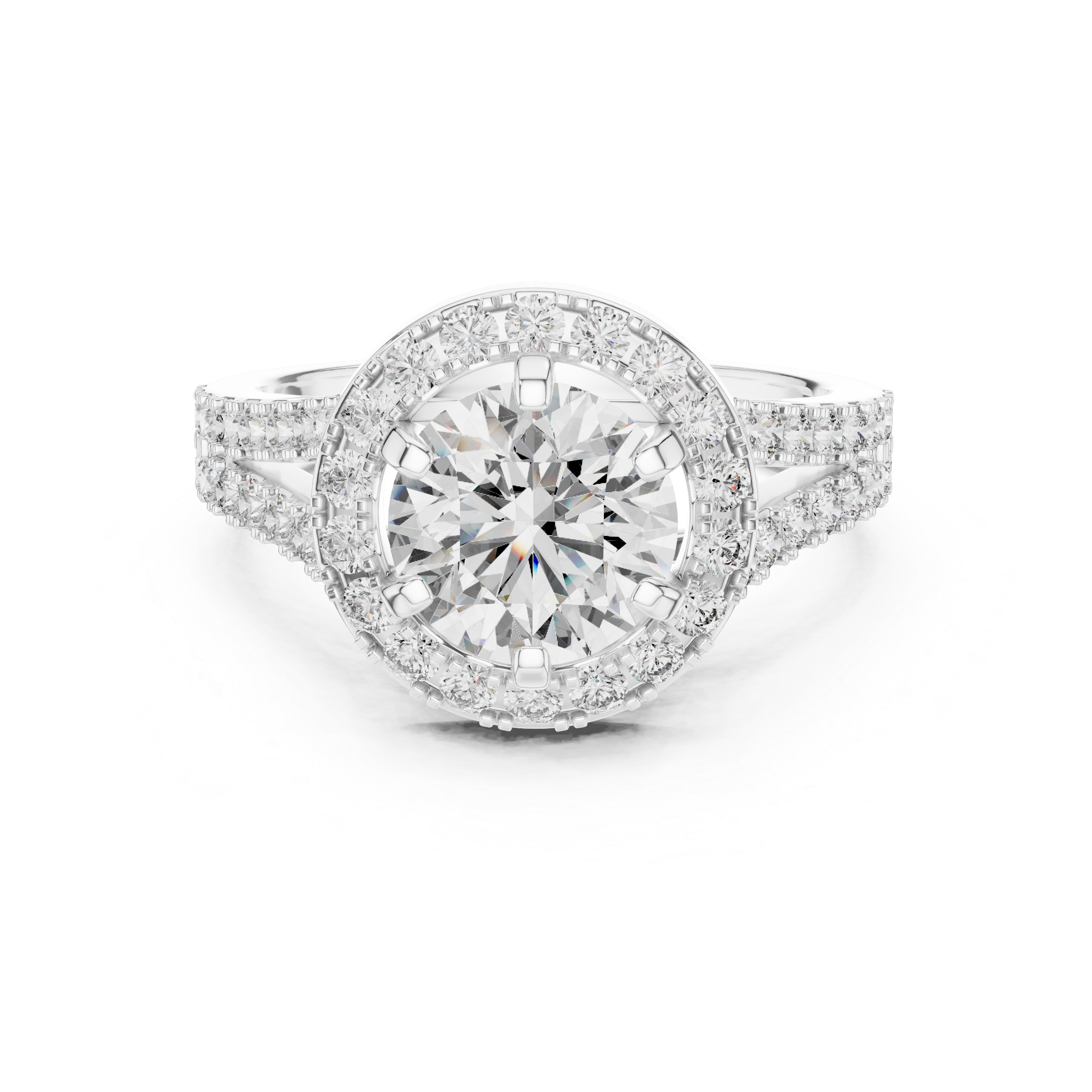 The Örebro Ring - Round Cut Split Shank Halo Engagement Ring
