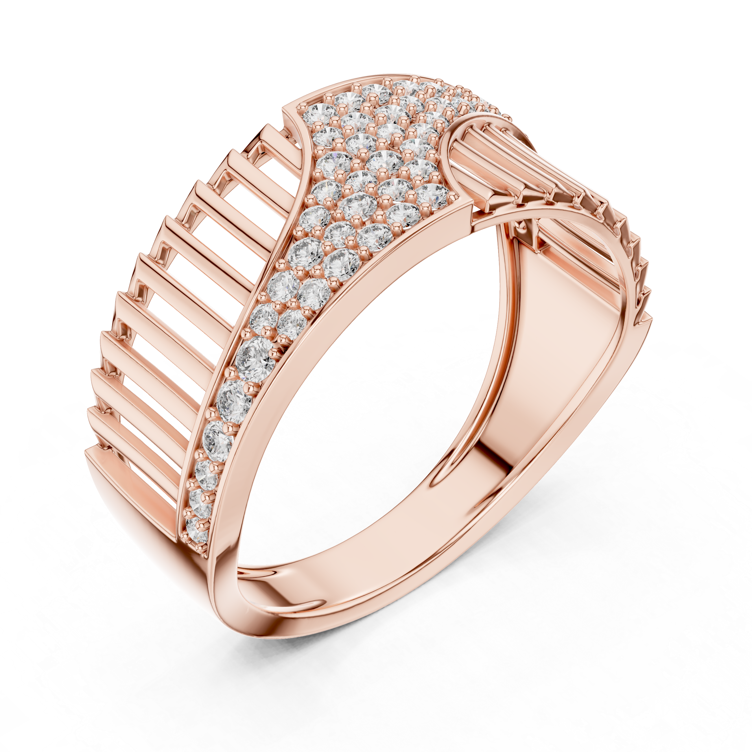 The Fontvieille Ring - Sculptural Vertical Bar Diamond Band