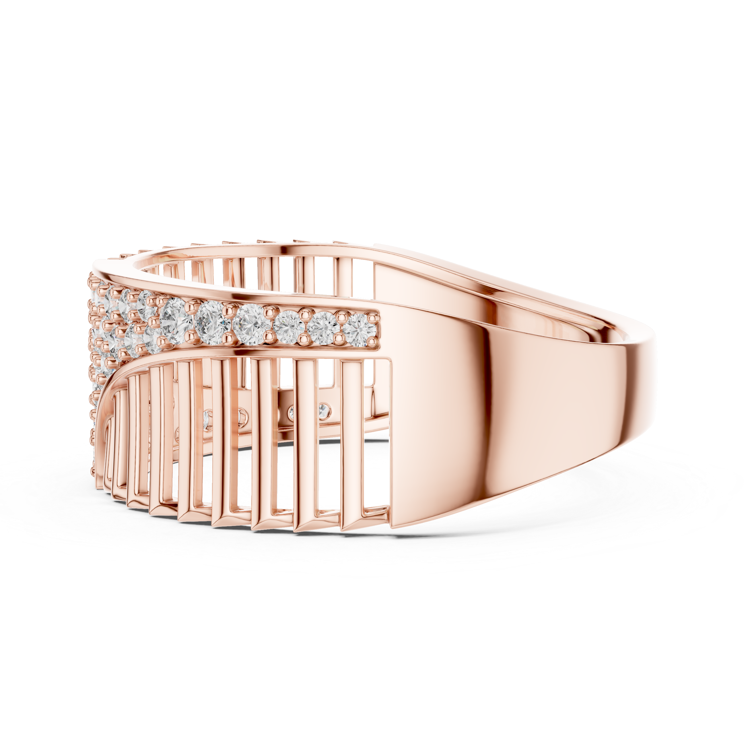 The Fontvieille Ring - Sculptural Vertical Bar Diamond Band