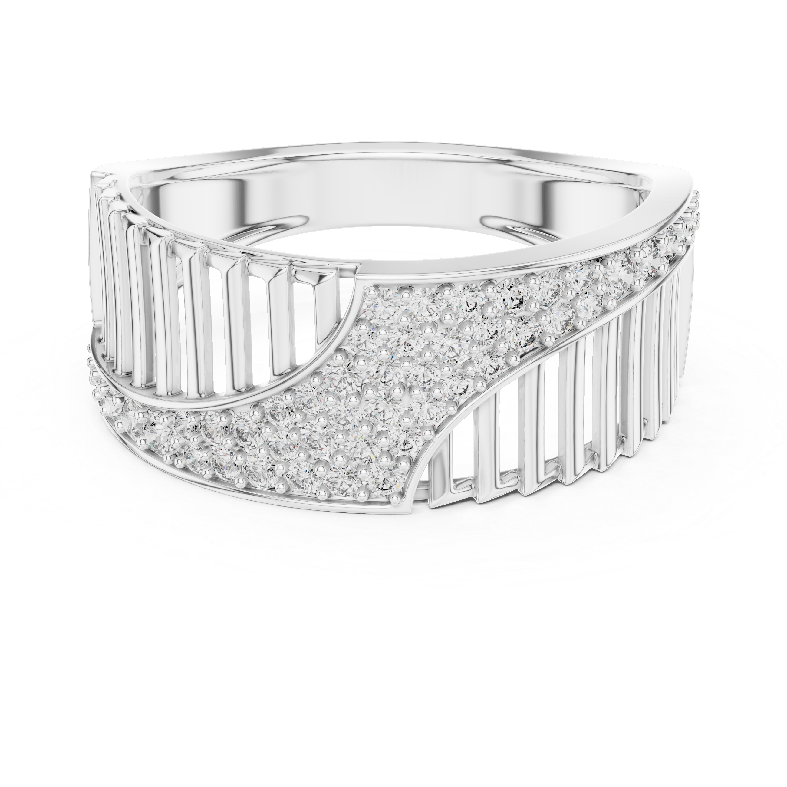 The Fontvieille Ring - Sculptural Vertical Bar Diamond Band