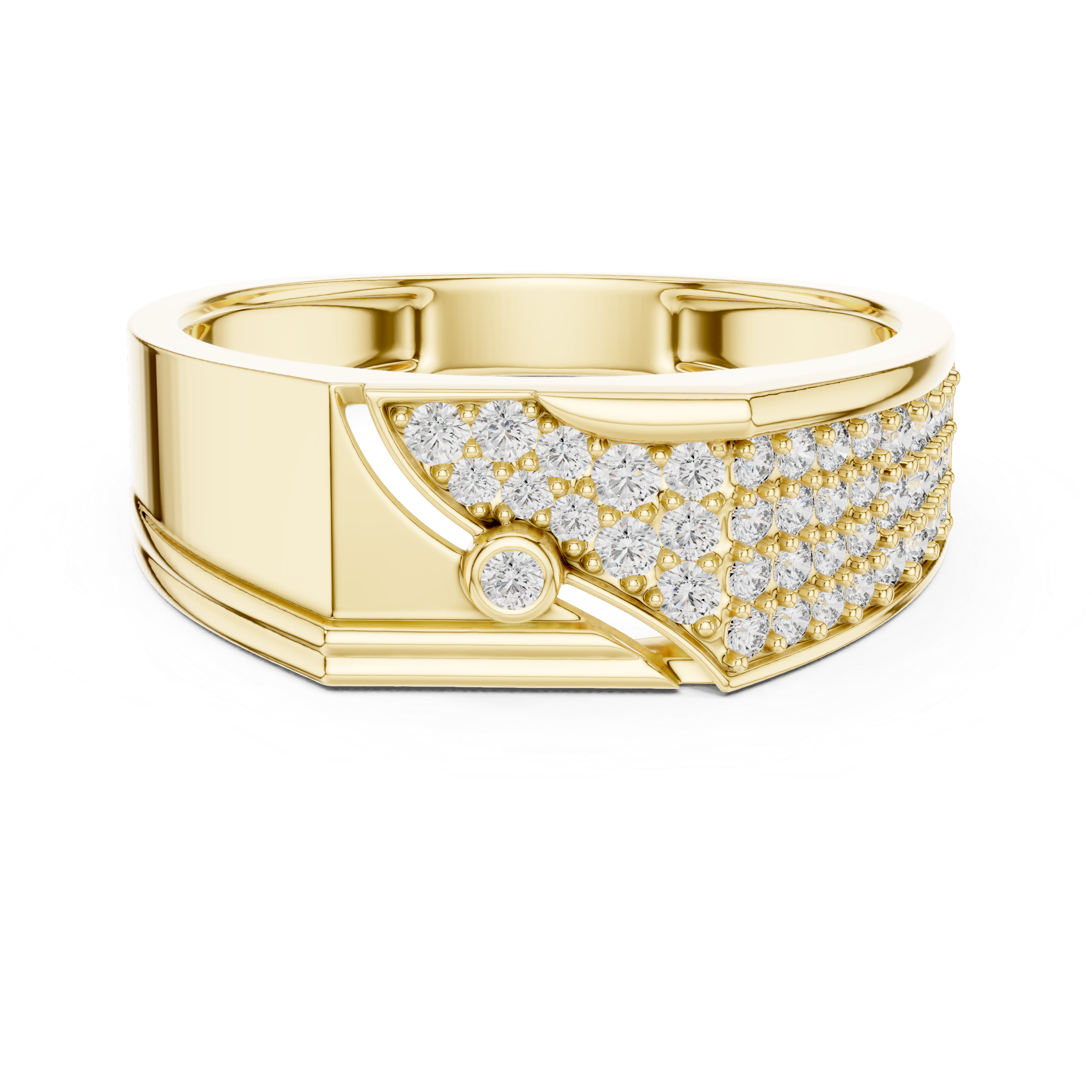 The Moneghetti Ring - Asymmetric Pave & Bezel Diamond Band