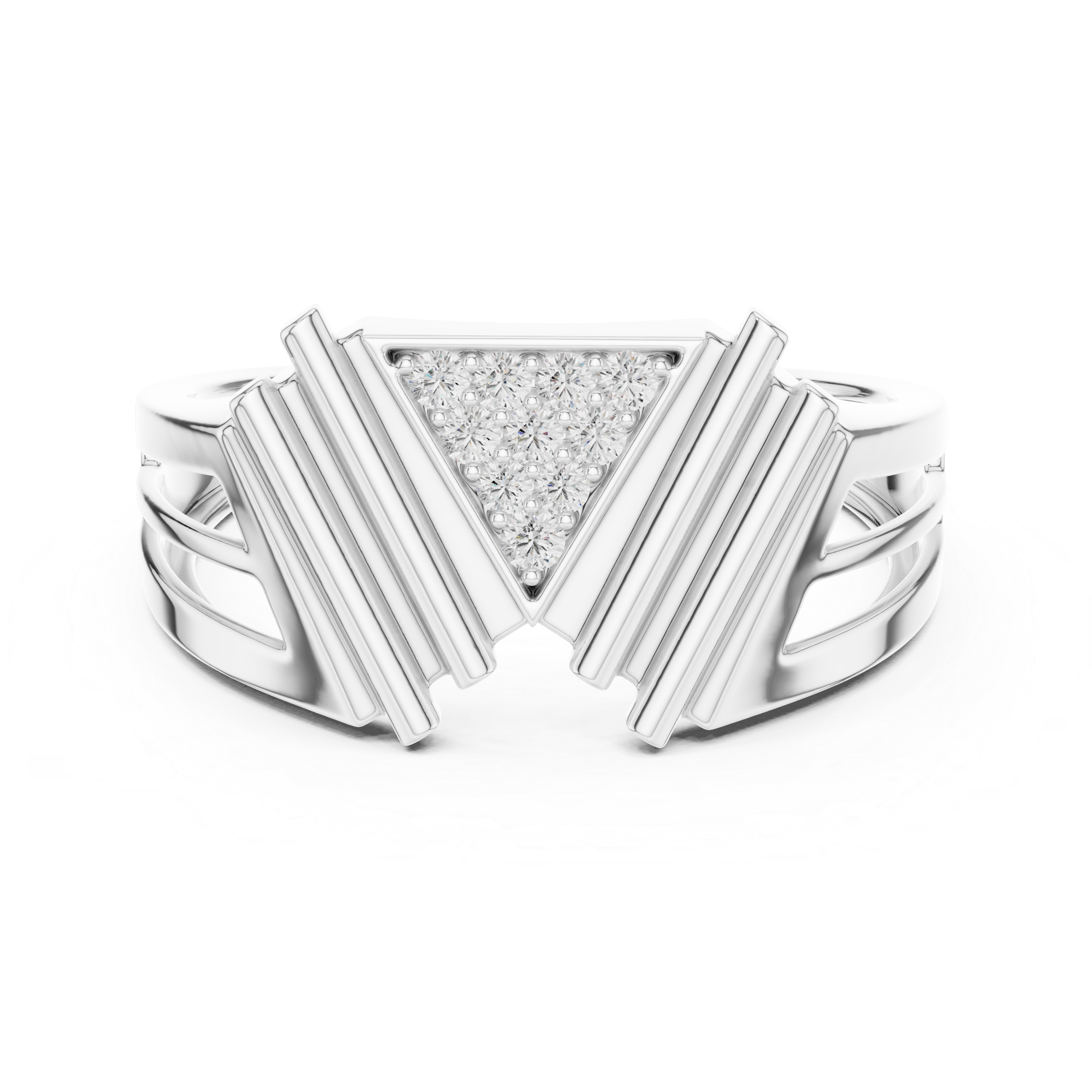 The Carré d’Or Ring - Geometric Chevron Split Shank Band