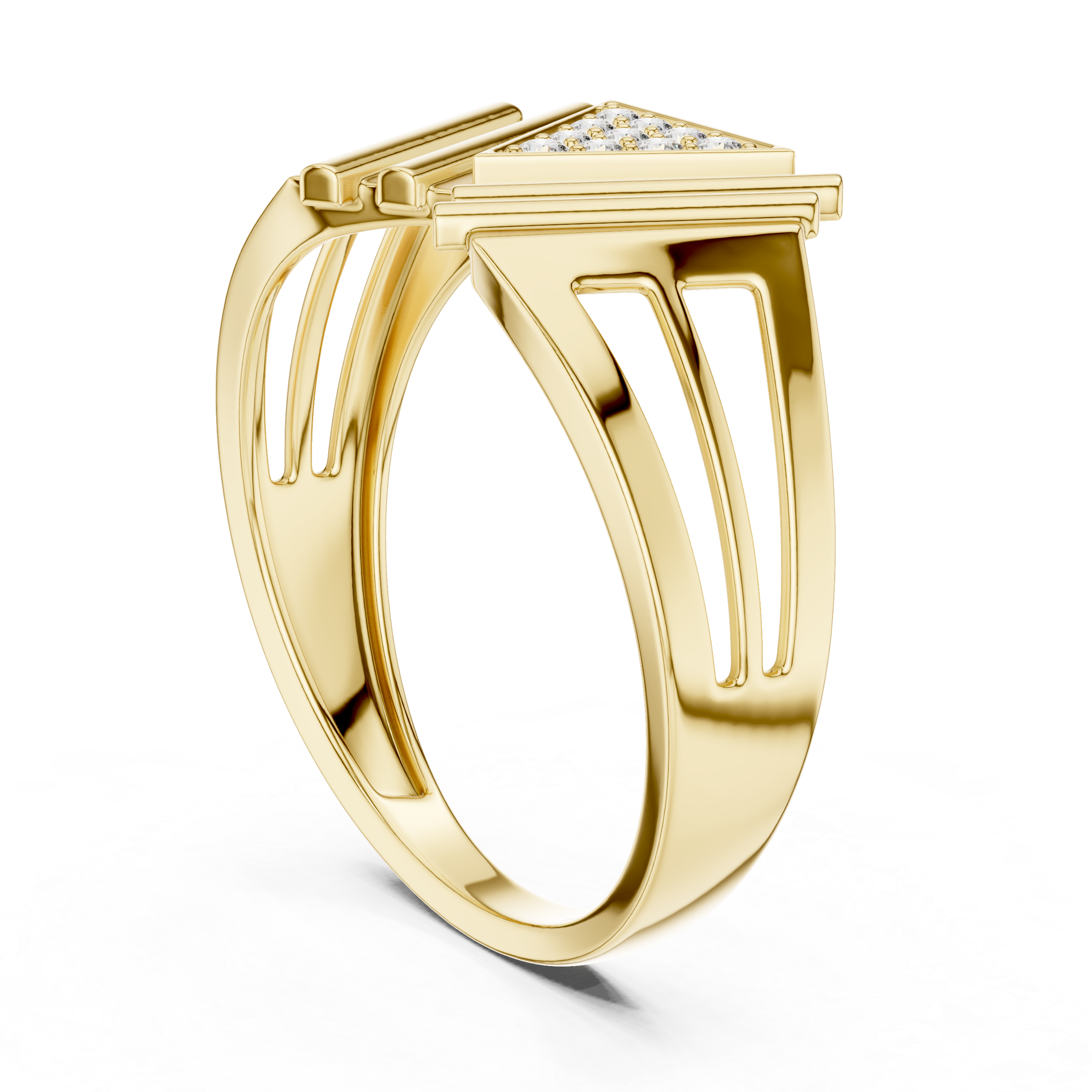 The Carré d’Or Ring - Geometric Chevron Split Shank Band